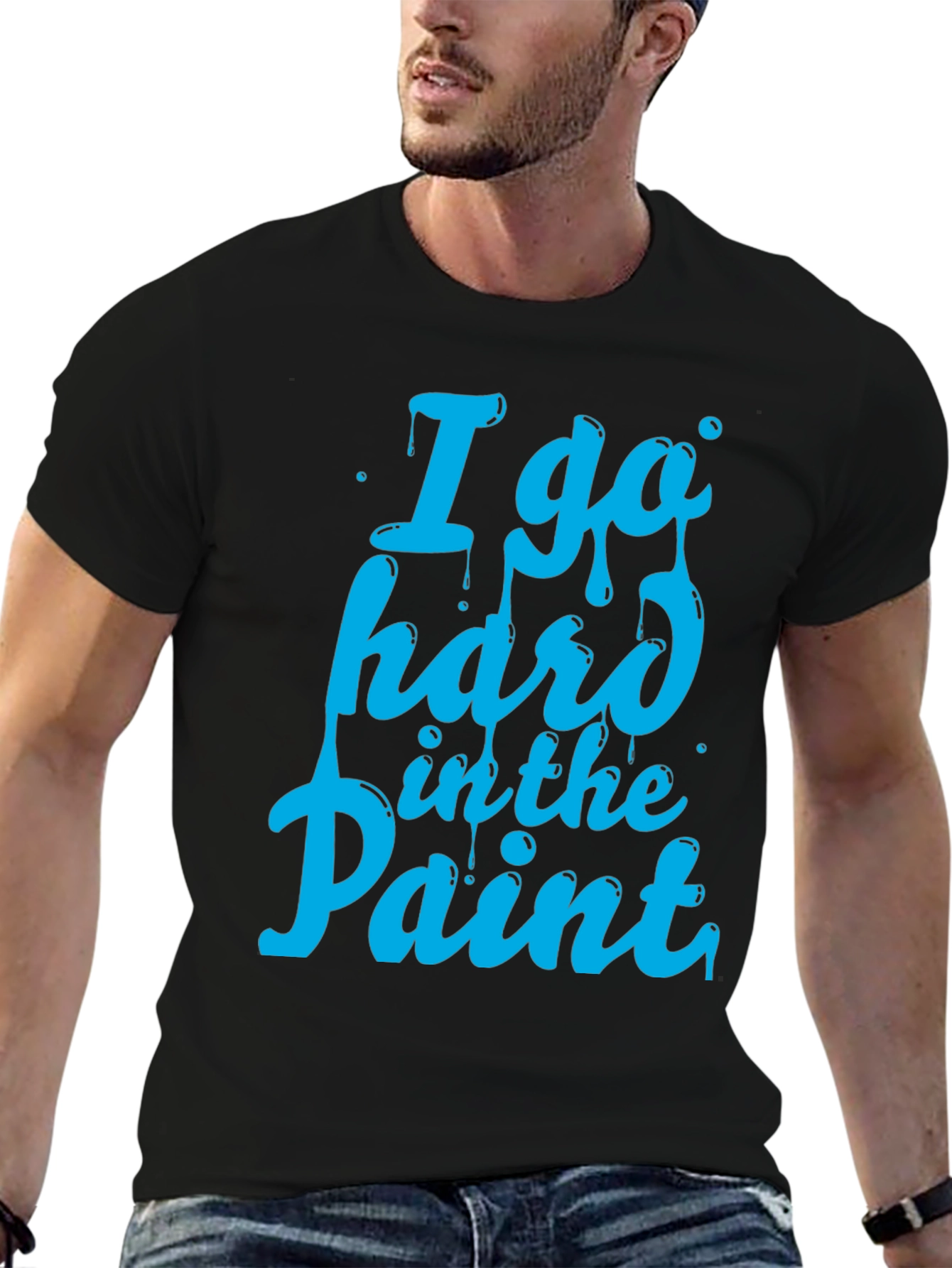 Black I Go Hard in the Paint T-Shirt - Basketball Inspired Tee view 6