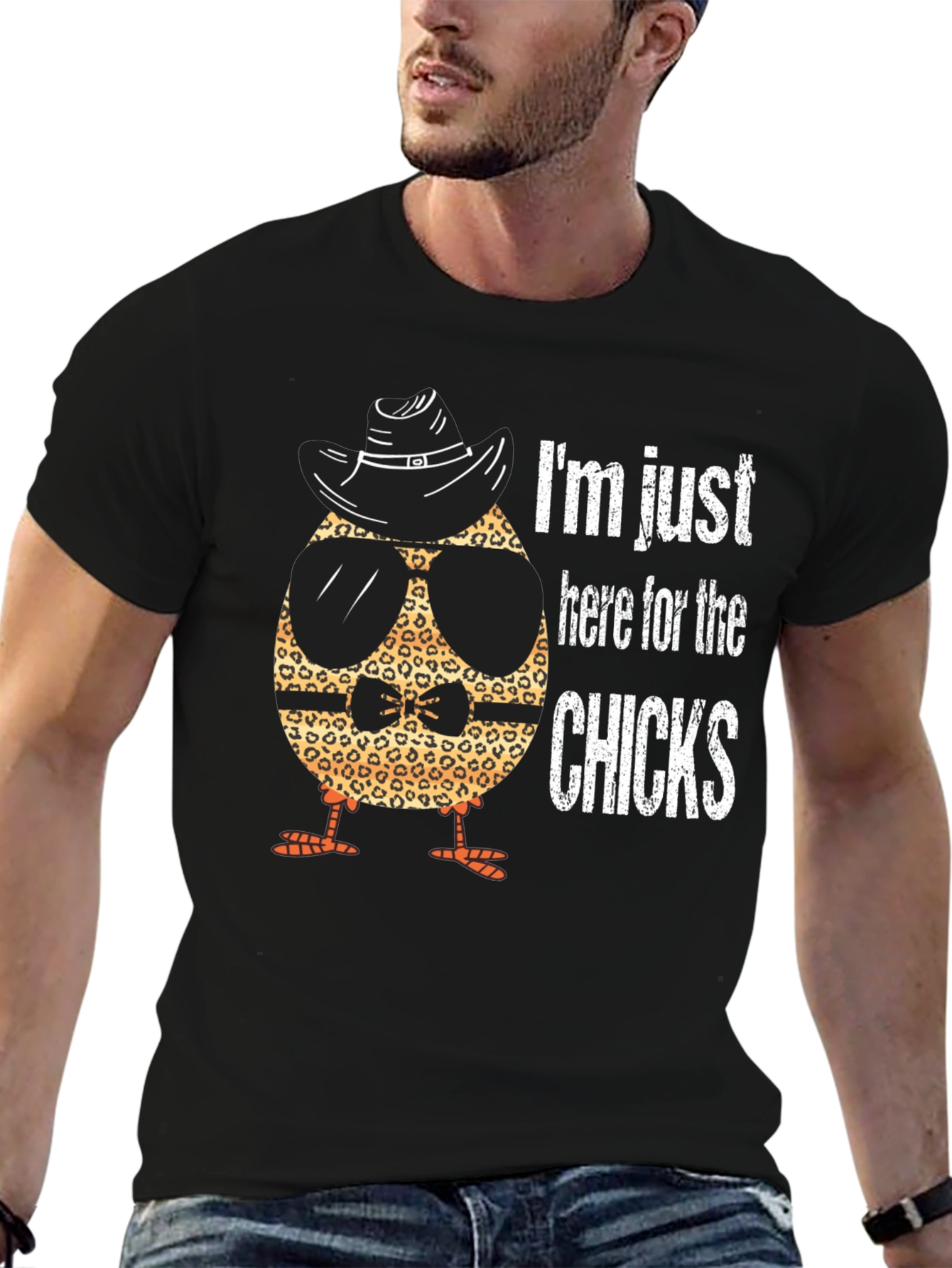 Black Funny Chick T-Shirt - I'm Just Here for the Chicks view 6