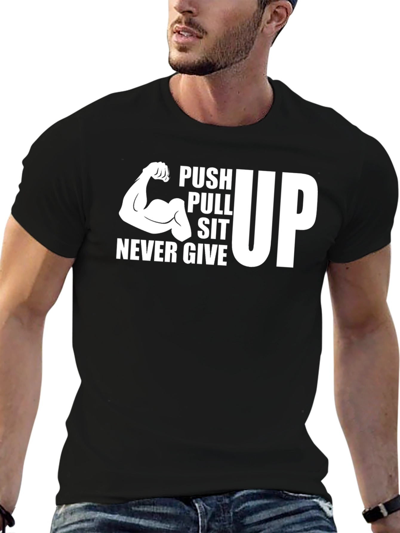 Black Motivational Workout T-Shirt view 6