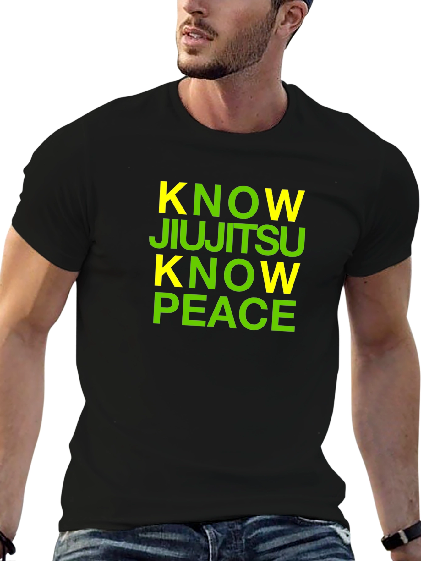 Black Know JiuJitsu Know Peace T-Shirt view 6