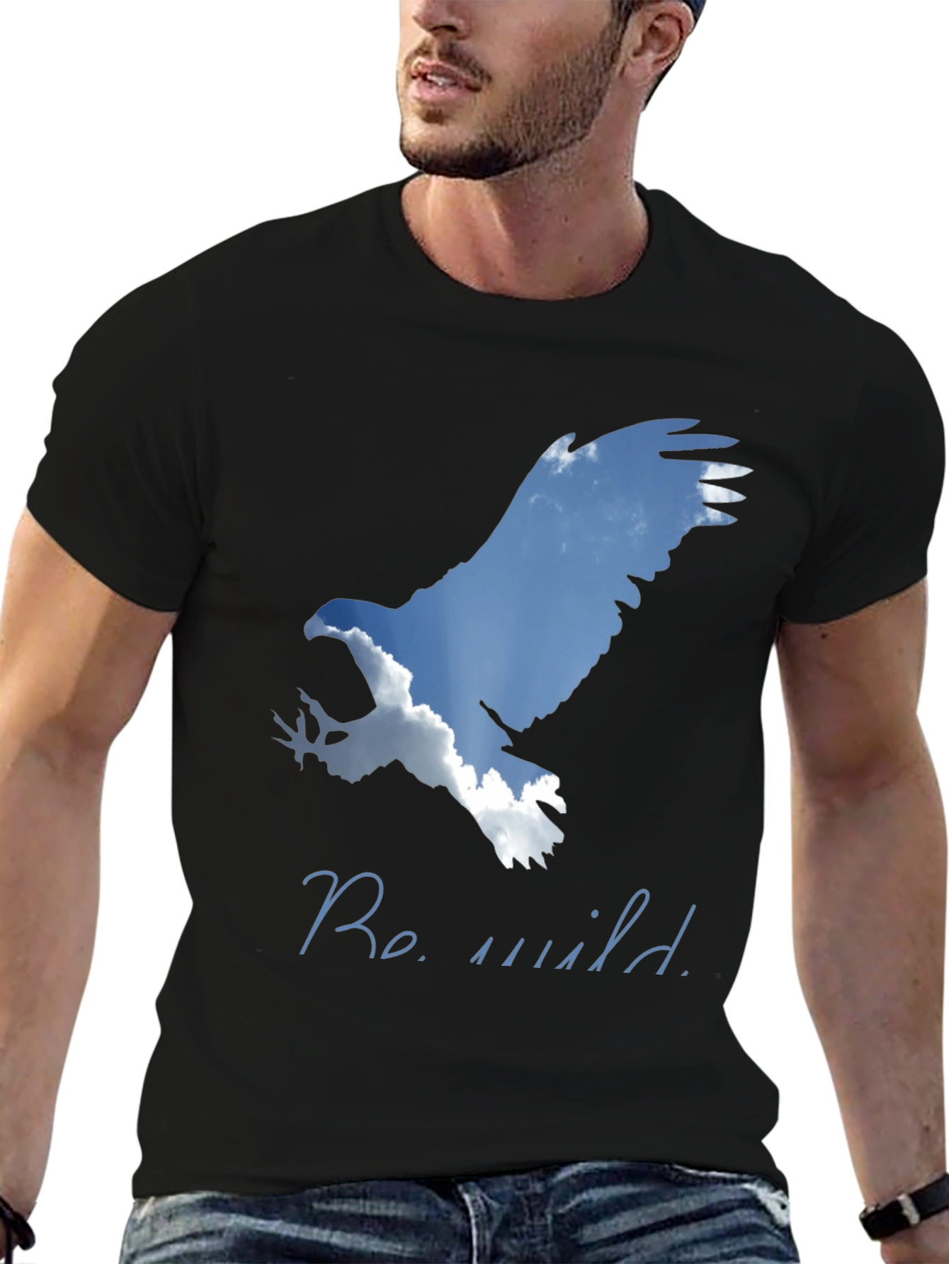 Black Be Wild Eagle Graphic Tee - Black Cotton Blend Shirt view 6