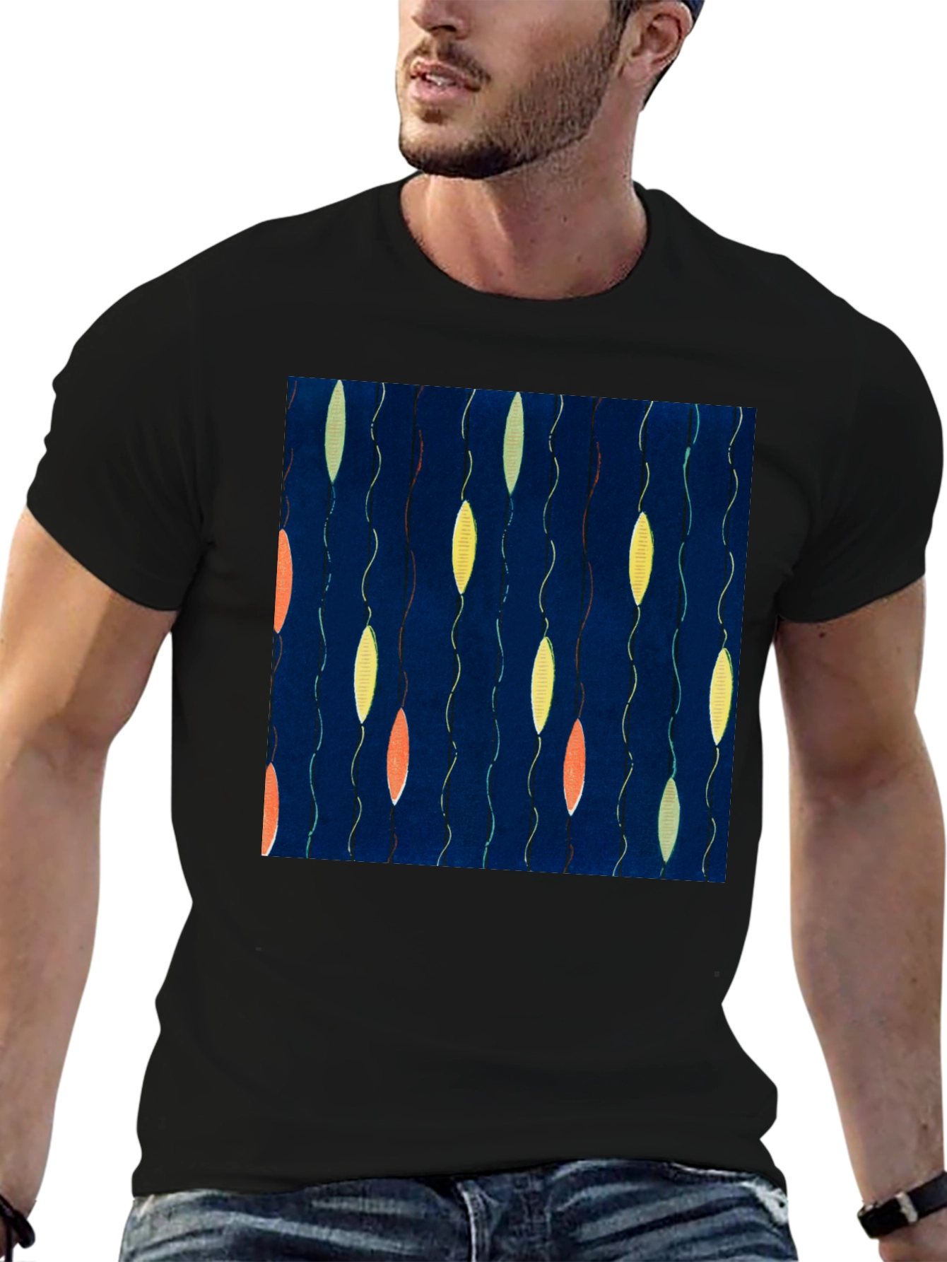 Black Abstract Pattern T-Shirt - Unique Graphic Tee view 6