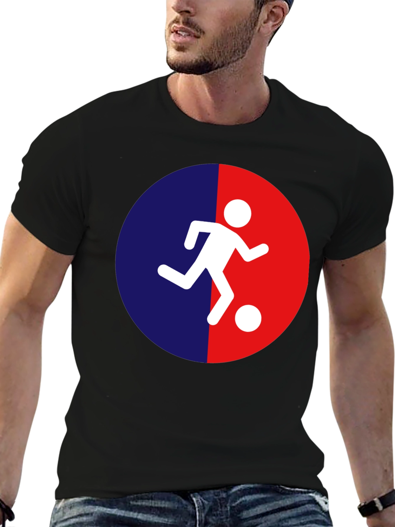 Black Soccer Player Graphic T-Shirt view 6