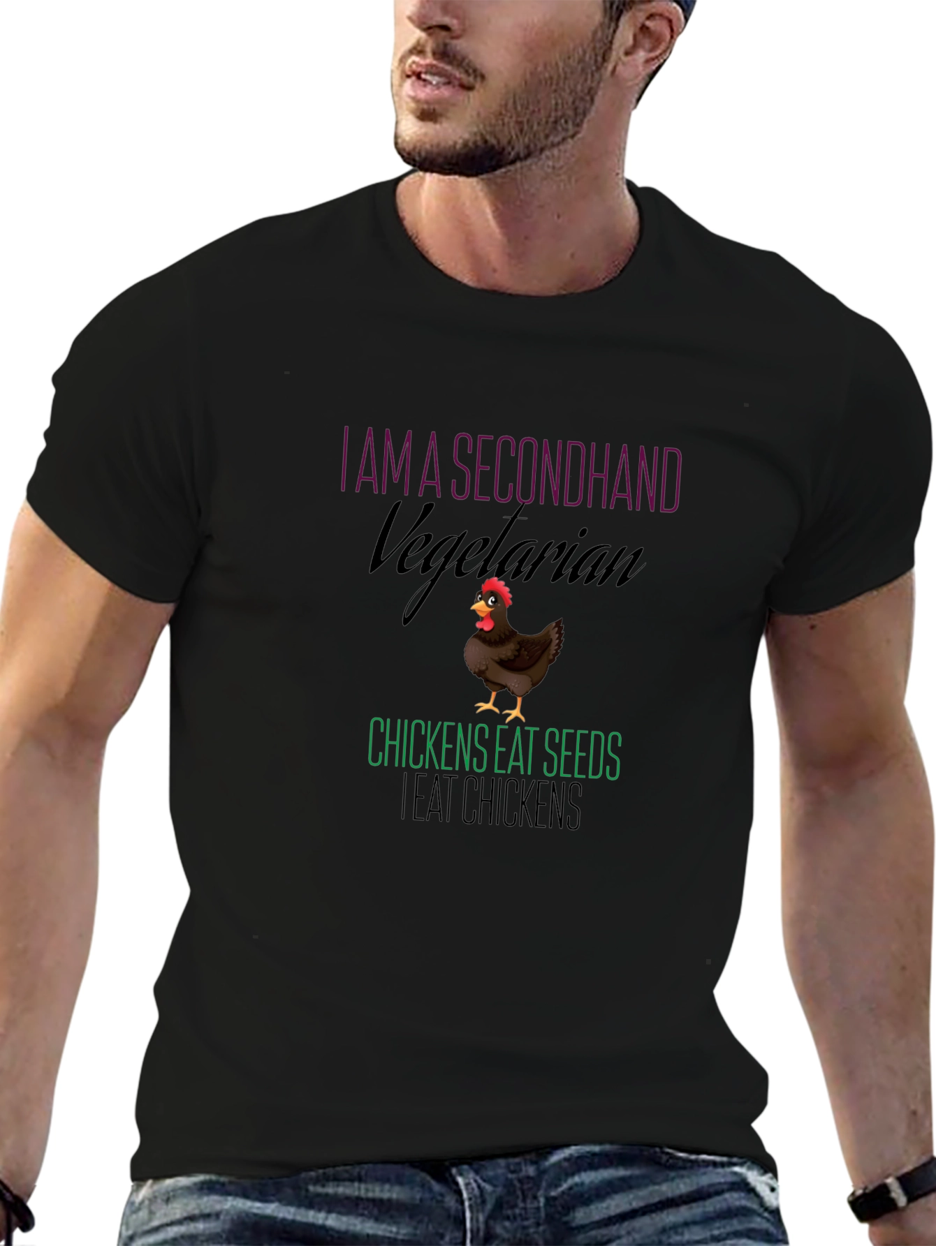 Black Secondhand Vegetarian Chicken Graphic Tee view 6