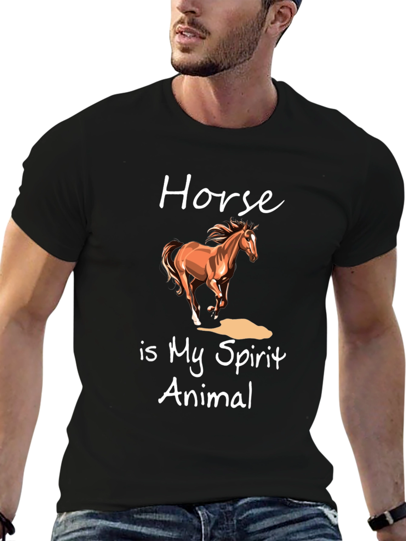 Black Horse Spirit Animal Graphic T-Shirt view 6