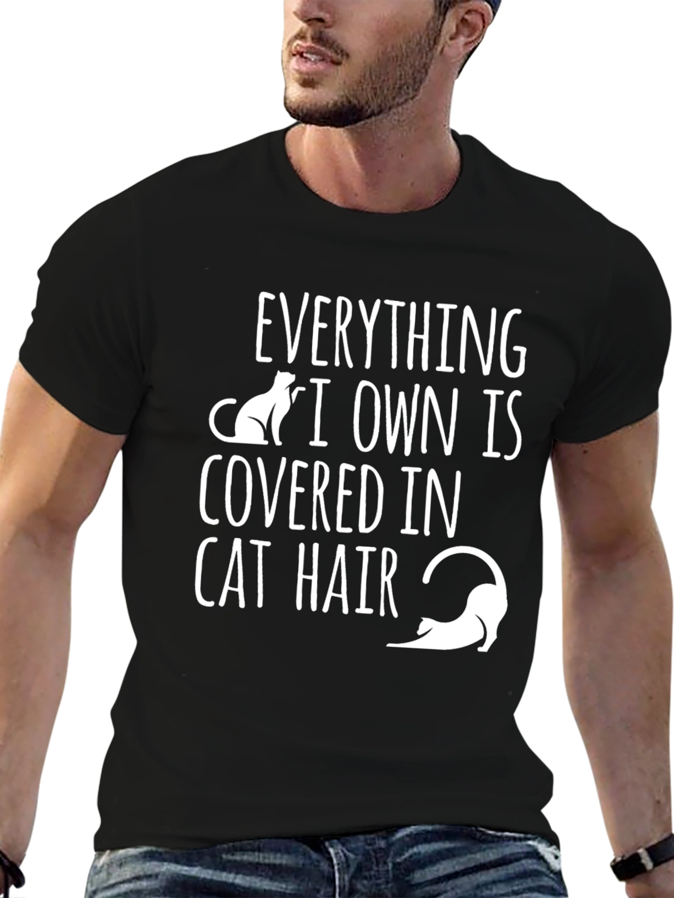 Black Everything I Own Is Covered In Cat Hair T-Shirt view 6