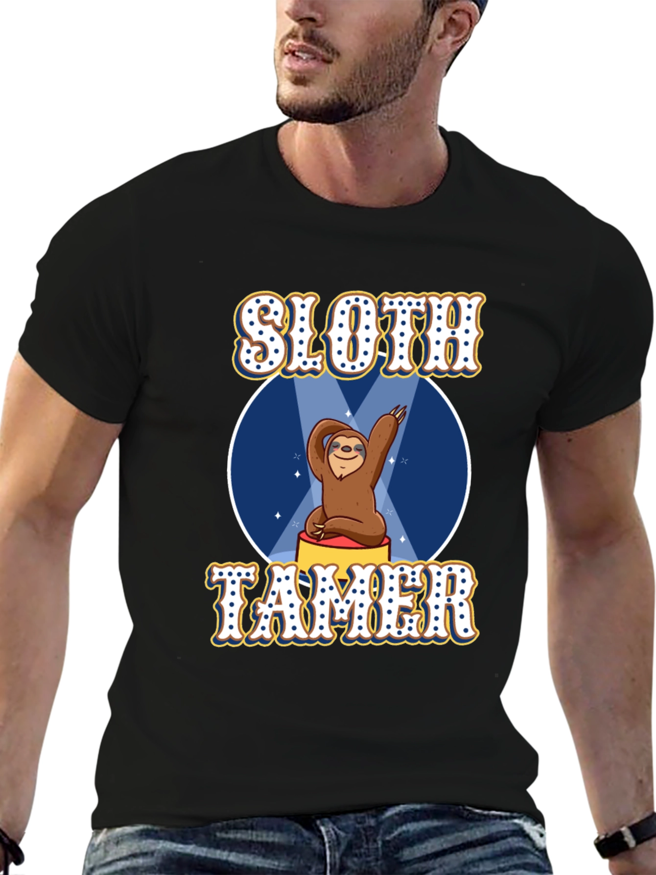 Black Sloth Tamer Graphic Tee - Funny Animal Lover T-Shirt view 6