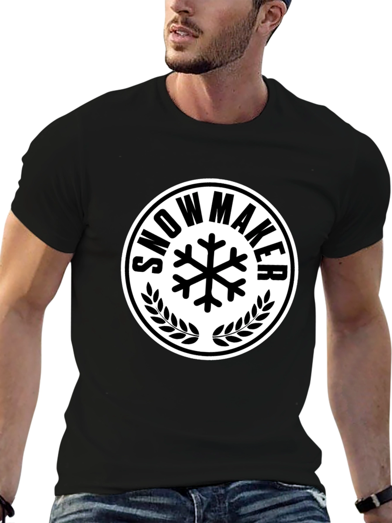 Black Snowmaker Graphic Tee - Winter Sports T-Shirt view 6