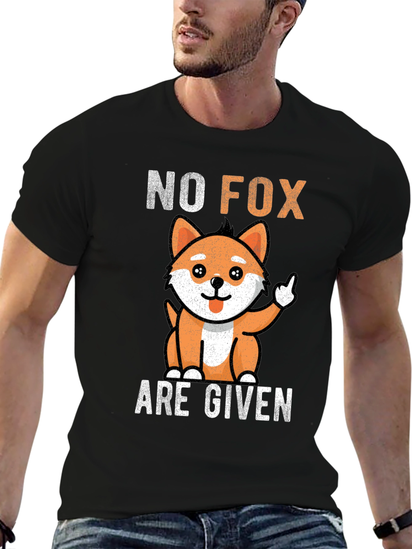 Black No Fox Given Graphic Tee - Funny Animal Design view 6