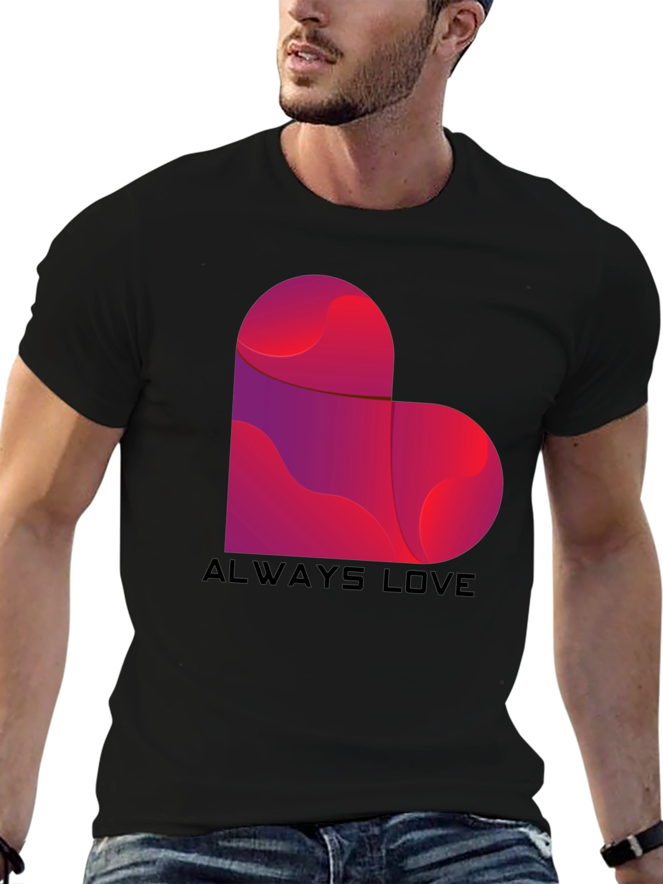 Black Always Love Heart Graphic Tee - Black view 6