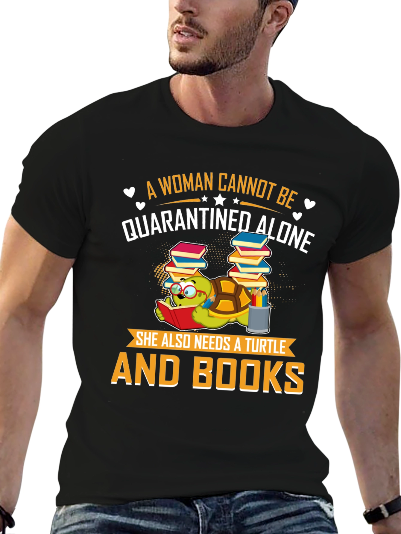 Black A Woman Cannot Be Quarantined Alone Turtle T-Shirt view 6