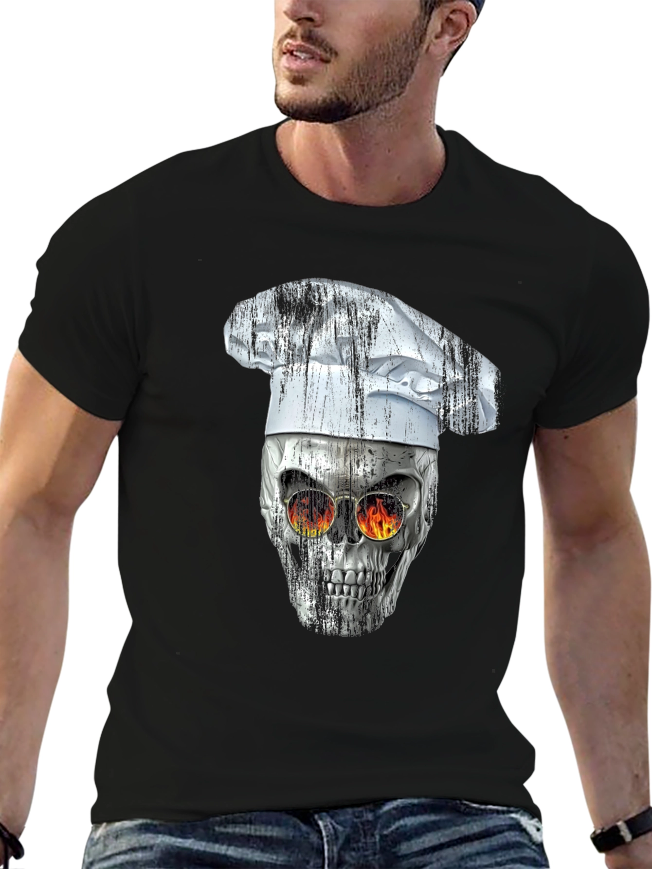 Black Skull Chef T-Shirt view 6
