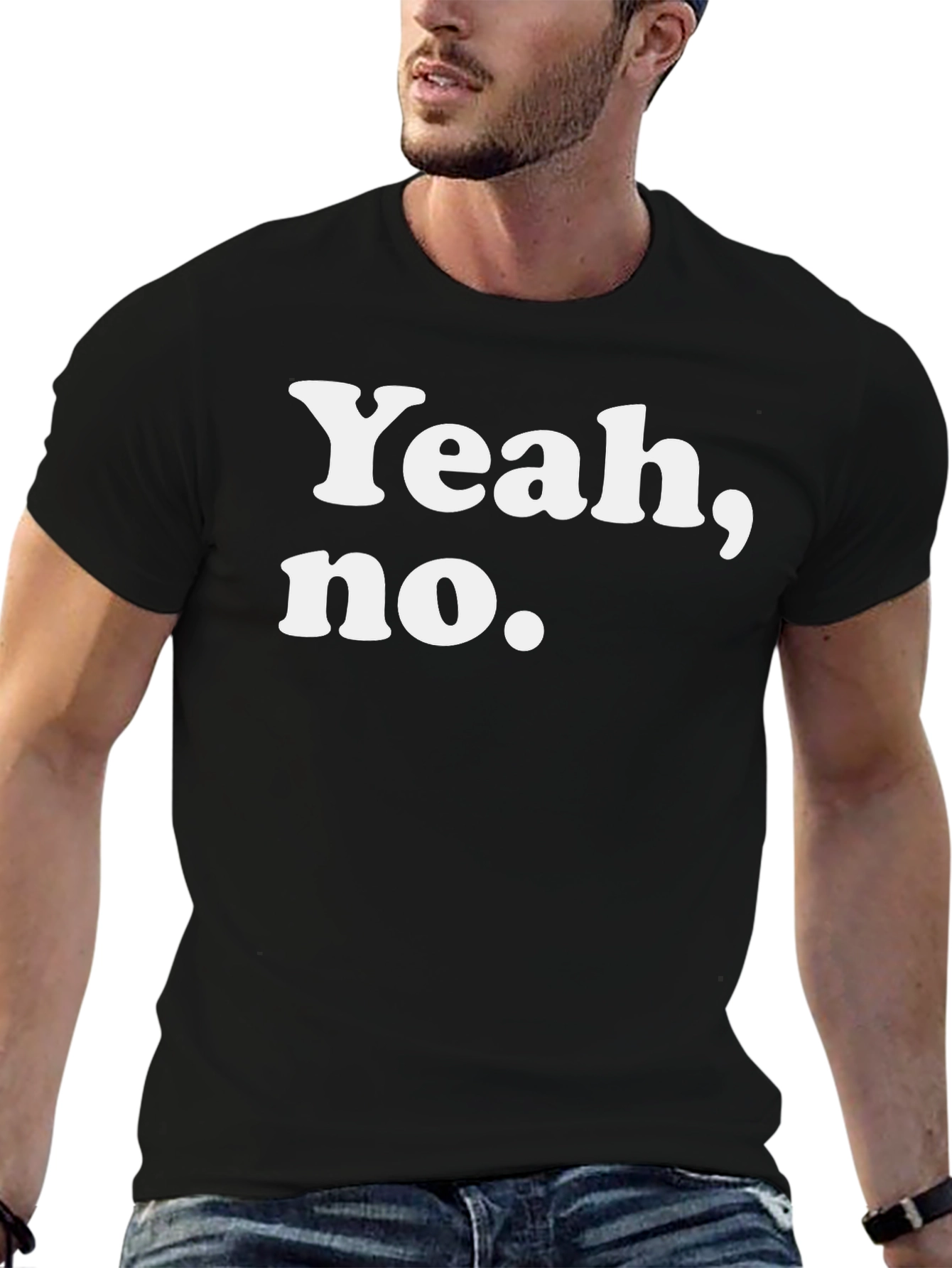 Black Yeah, No. Graphic T-Shirt - Soft Cotton Tee view 6