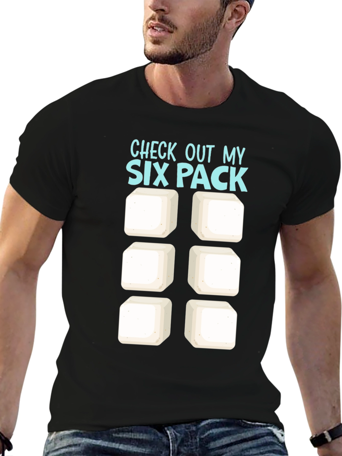 Black Check Out My Six Pack T-Shirt - Funny Abs Tee view 6