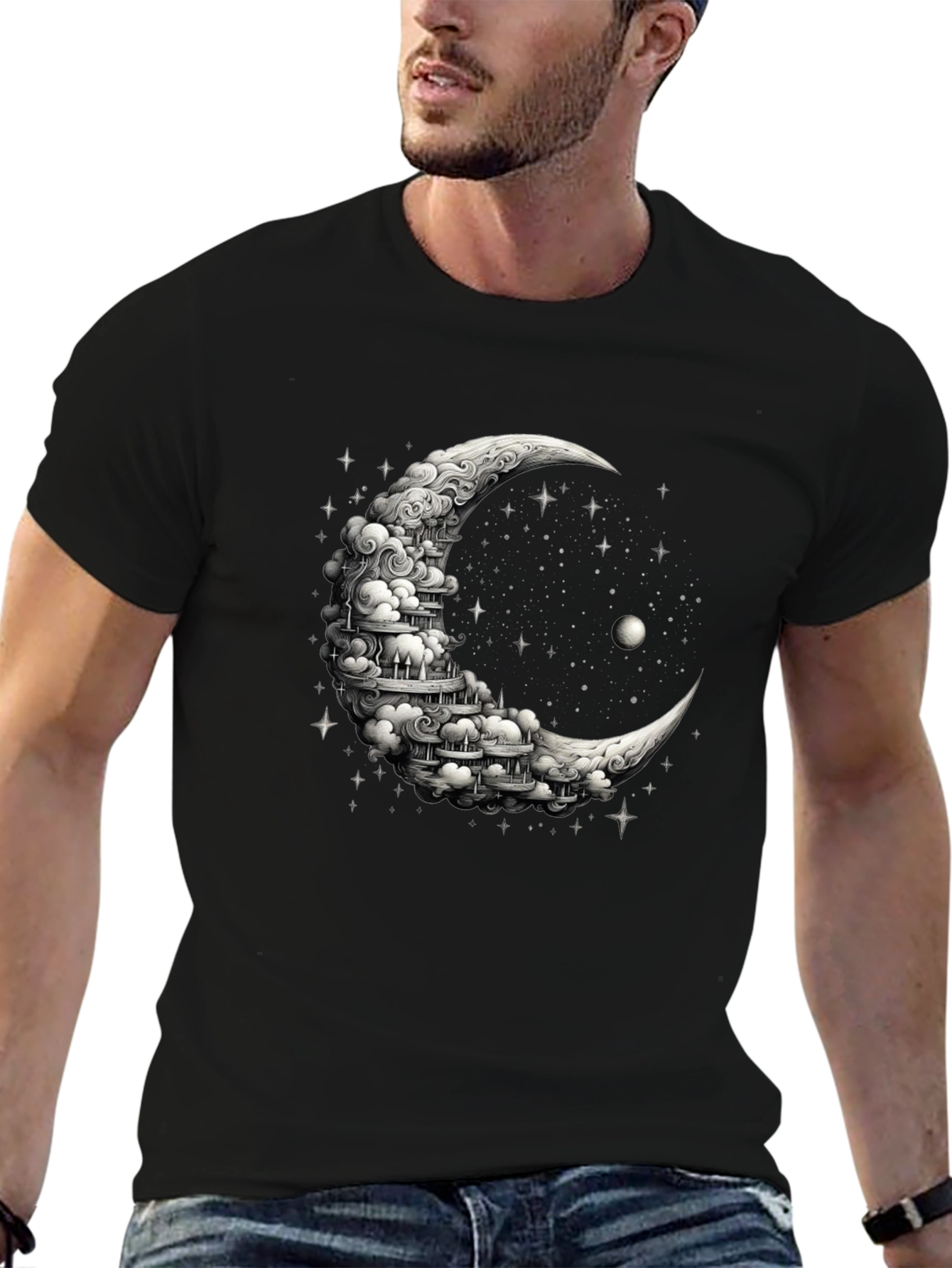 Black Celestial Crescent T-Shirt view 6