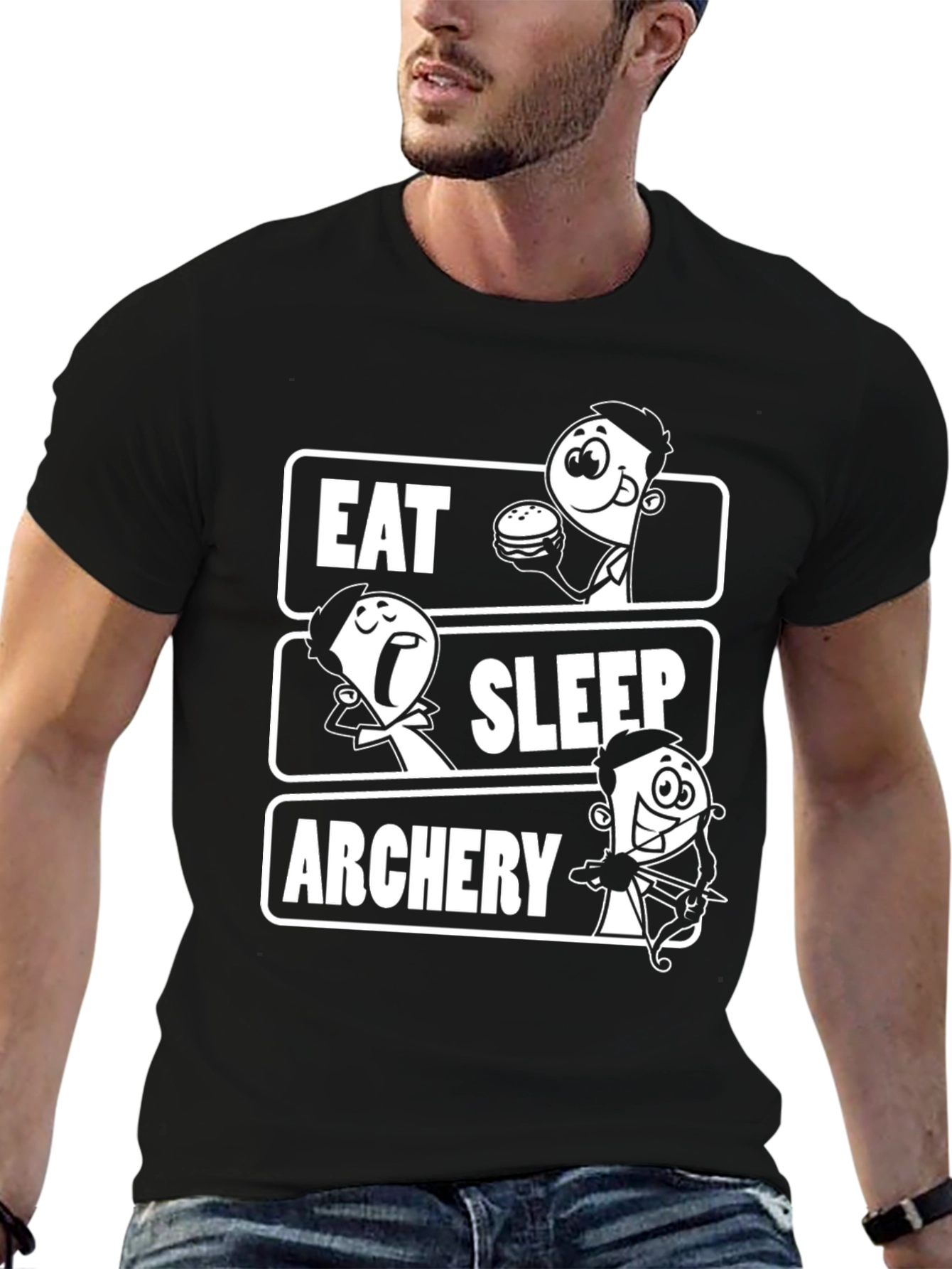 Black Eat Sleep Archery Black Graphic Tee view 6