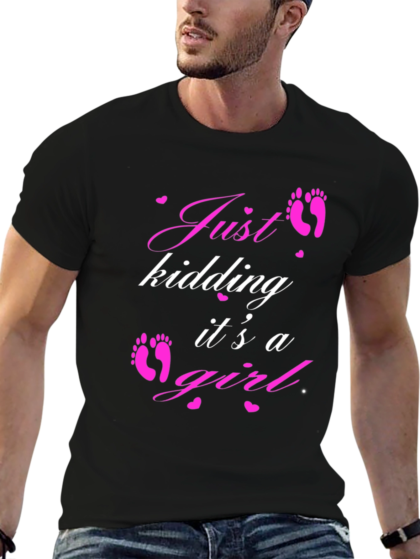 Black Just Kidding It's a Girl T-Shirt view 6