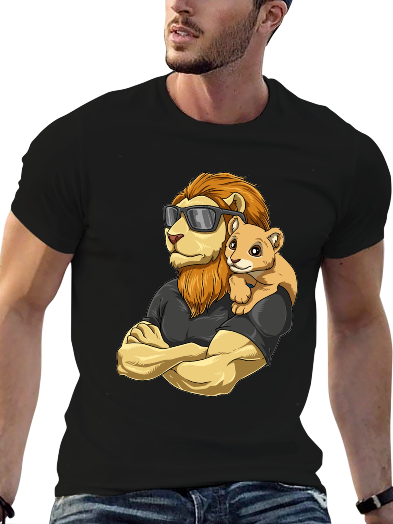 Black Lion Dad & Cub T-Shirt - Father's Day Gift view 6
