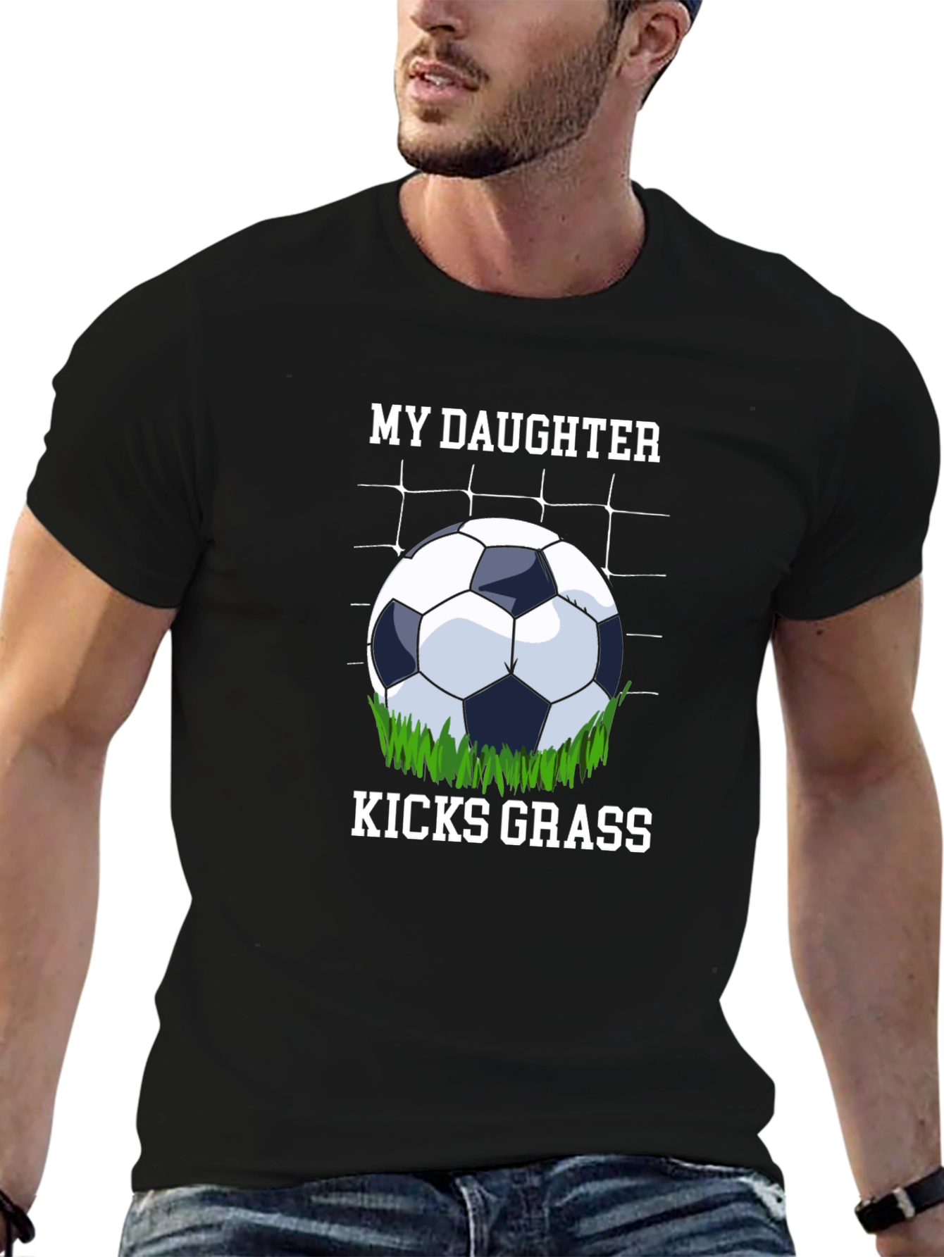 Black My Daughter Kicks Grass T-Shirt Soccer Fan Gift view 6