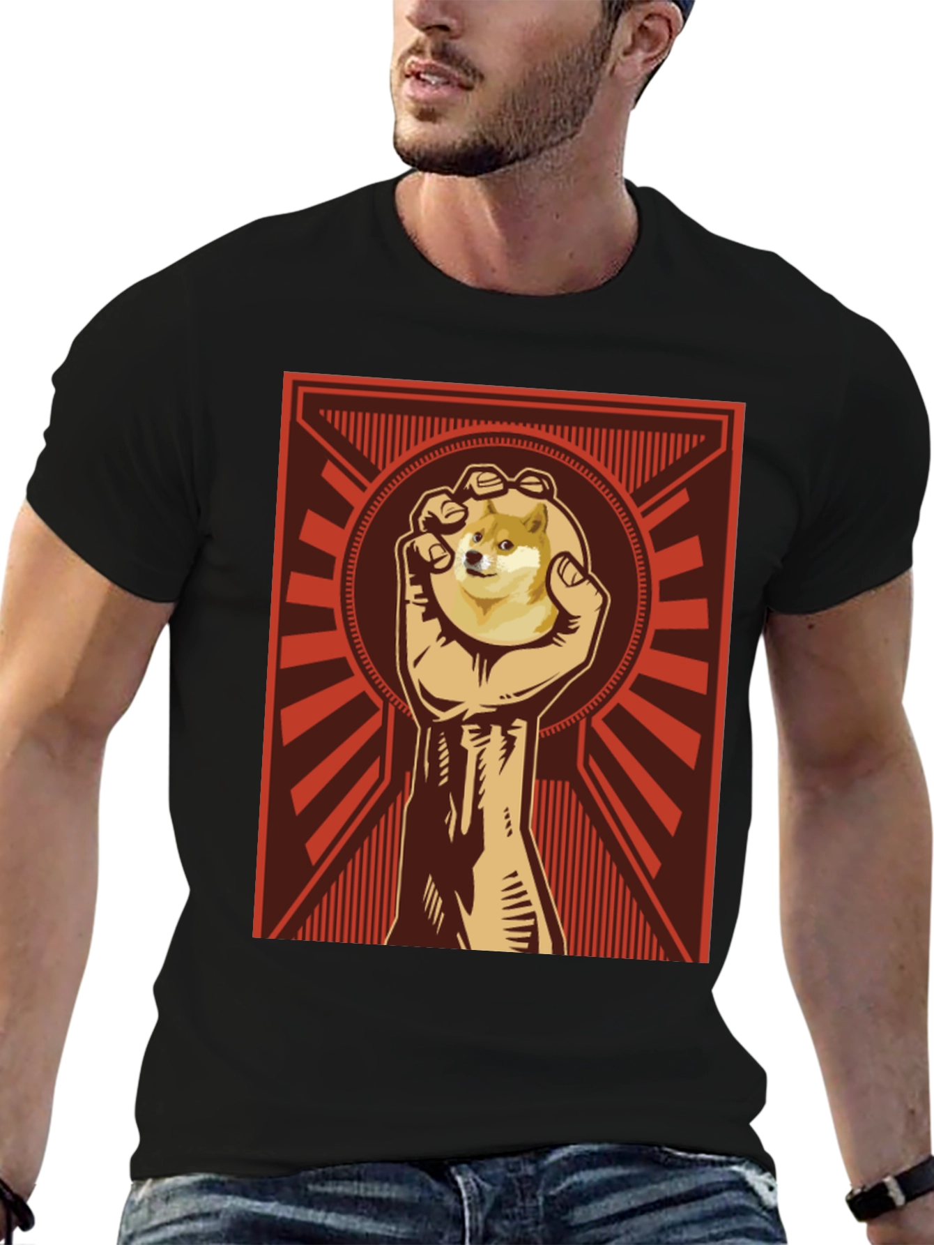 Black Doge Meme T-Shirt - Fist Graphic Tee view 6