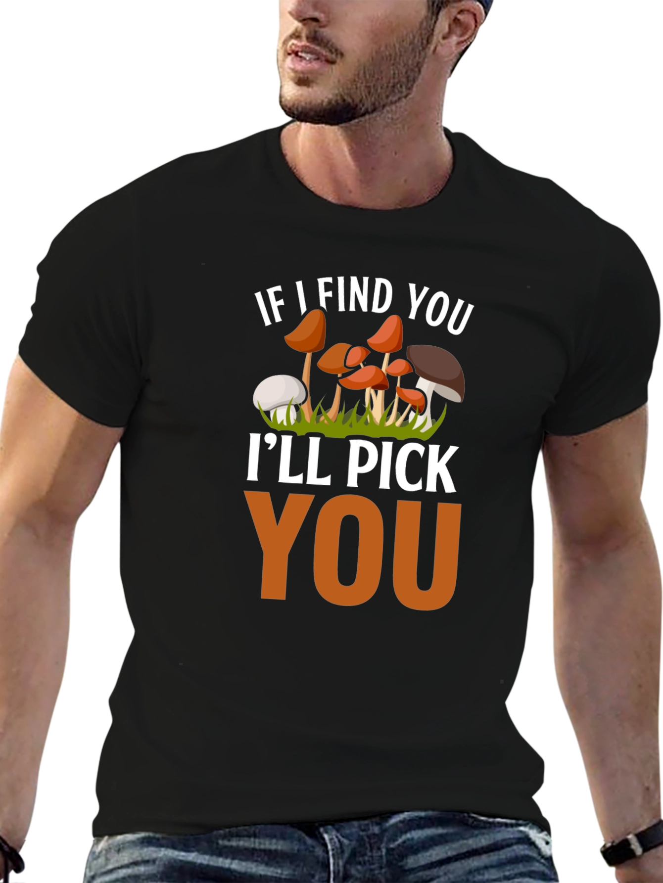 Black Mushroom Lover T-Shirt - I'll Pick You Funny Tee view 6