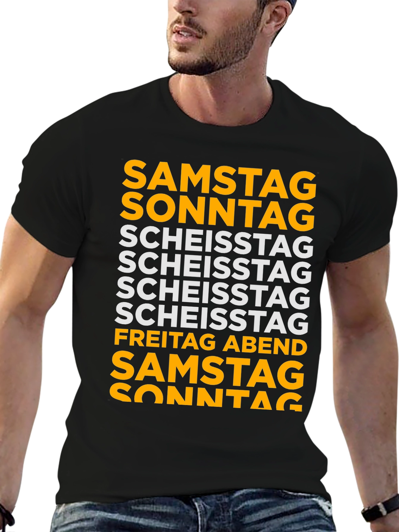Black Funny German Days of the Week T-Shirt view 6