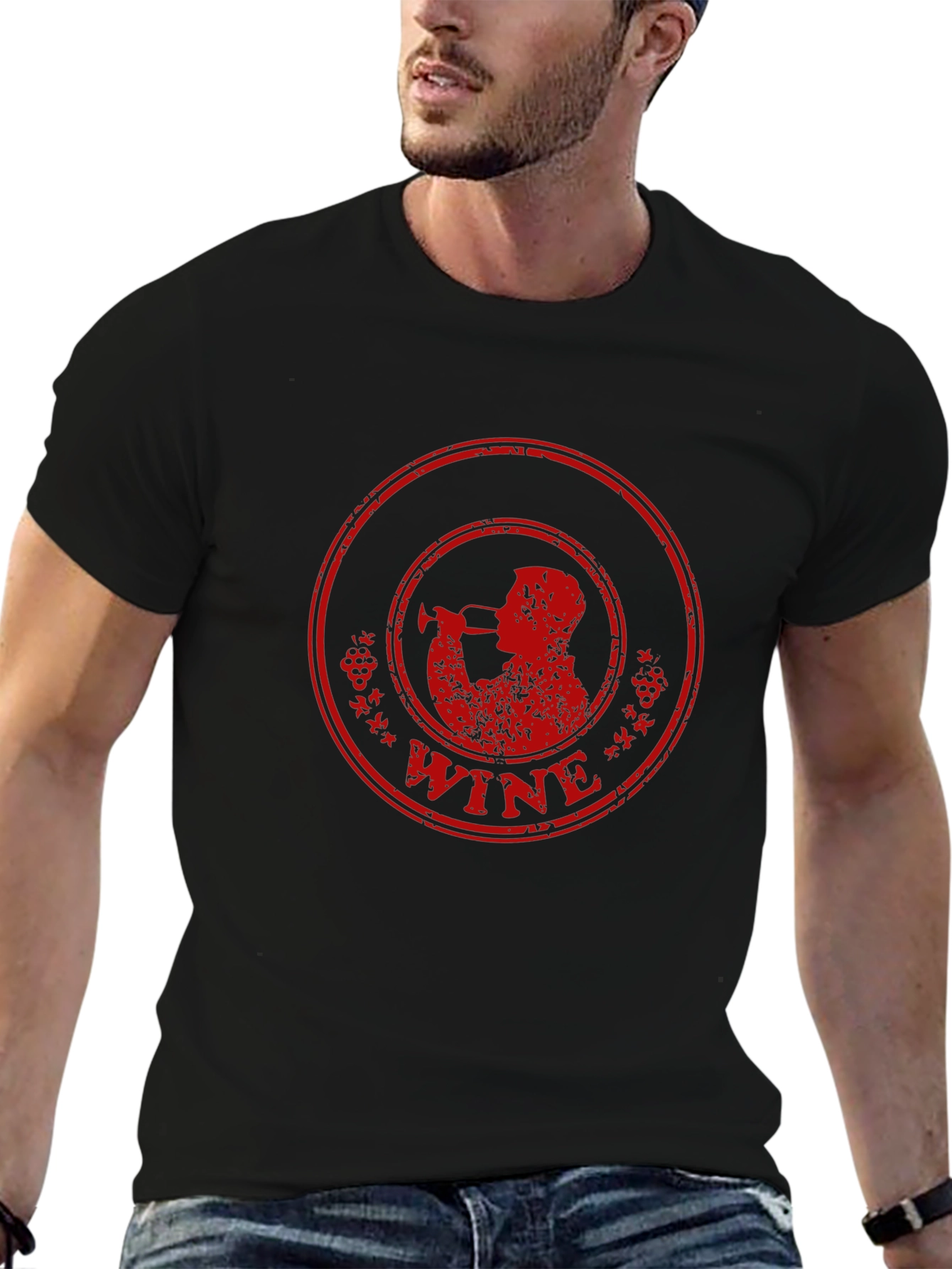 Black Wine Drinker Graphic T-Shirt - Black view 6