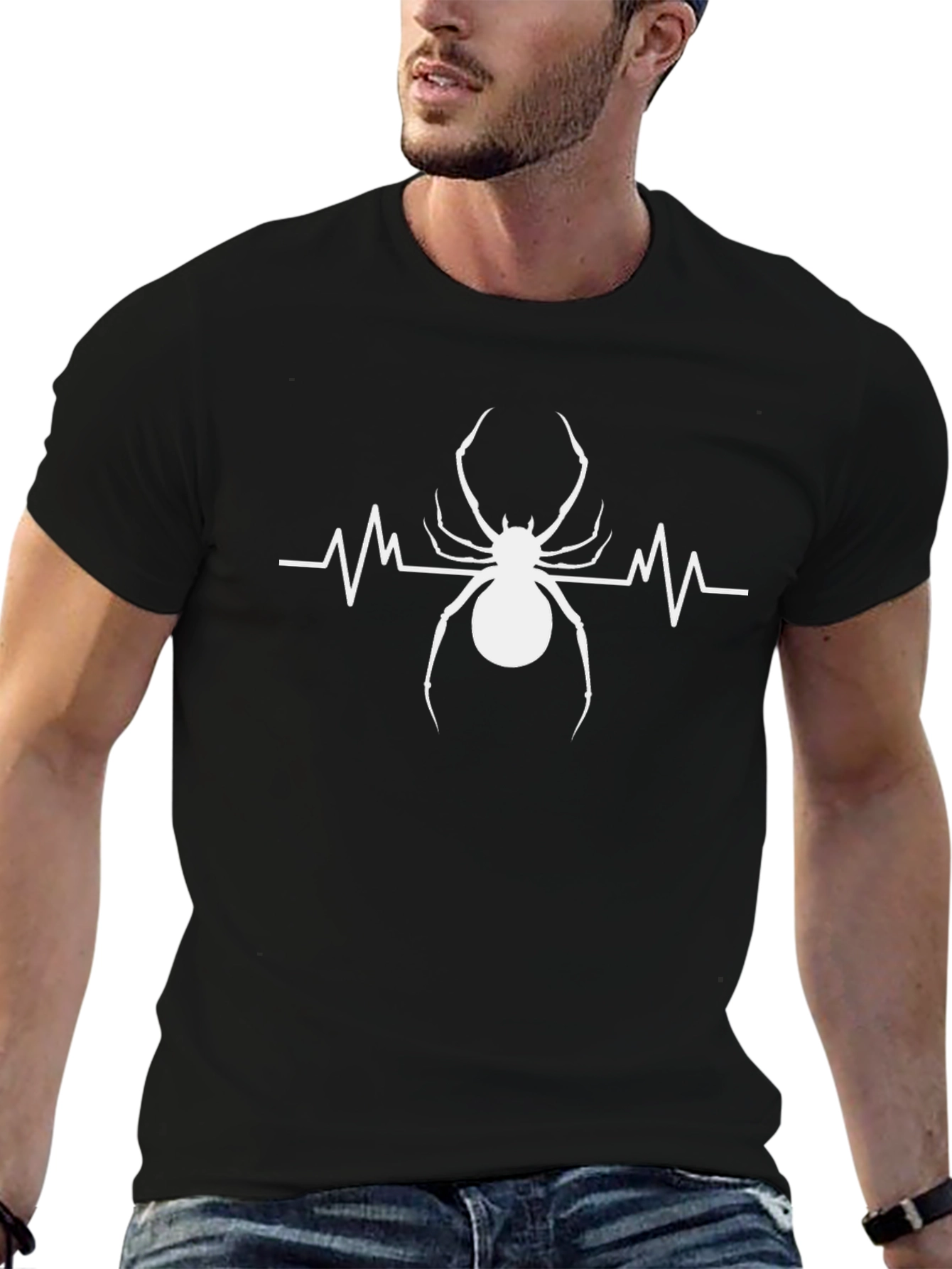 Spider Heartbeat Graphic Tee - Black Cotton T-Shirt - 6