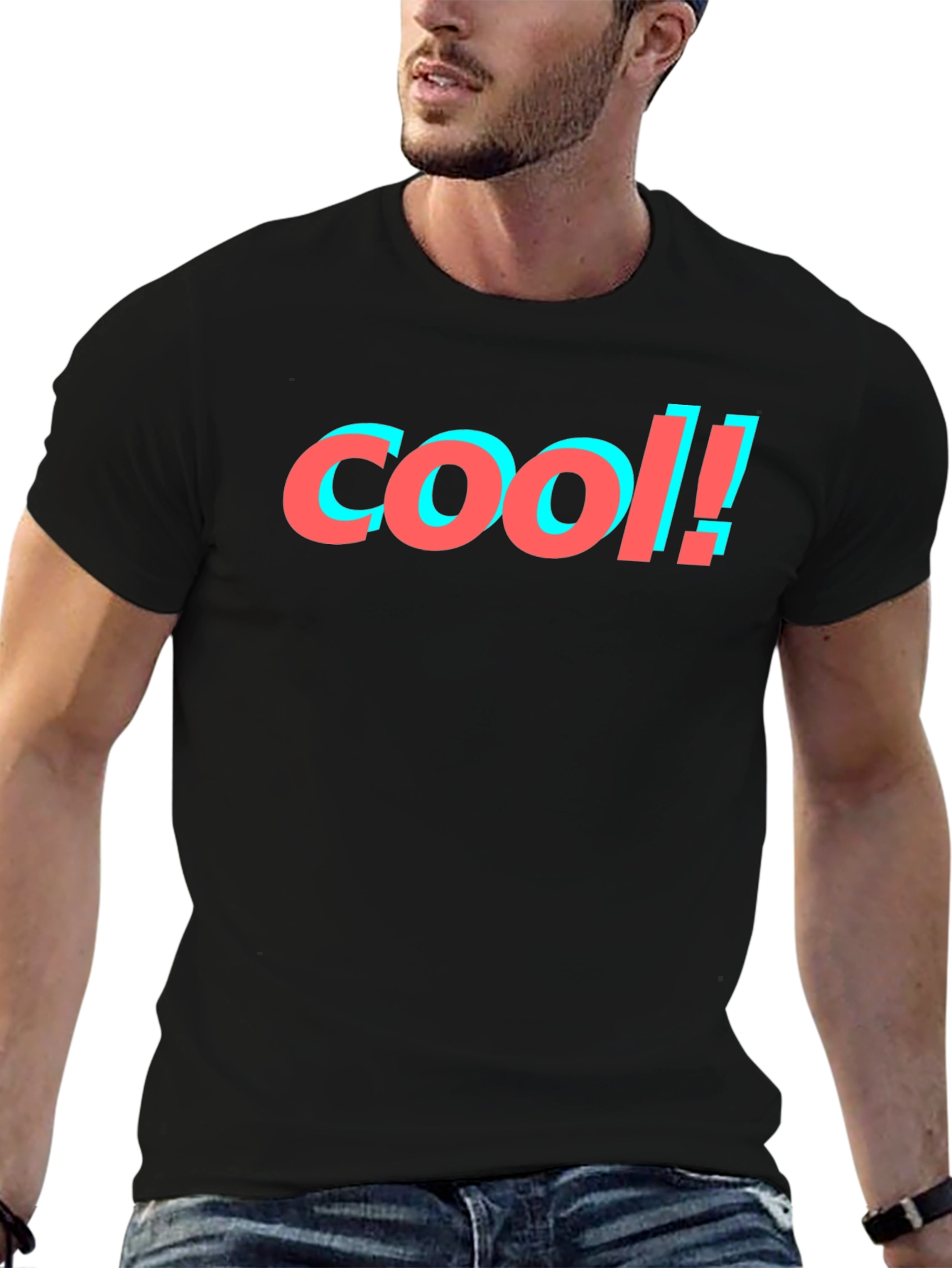 Black Cool Graphic Tee - Trendy Men's Black T-Shirt view 6