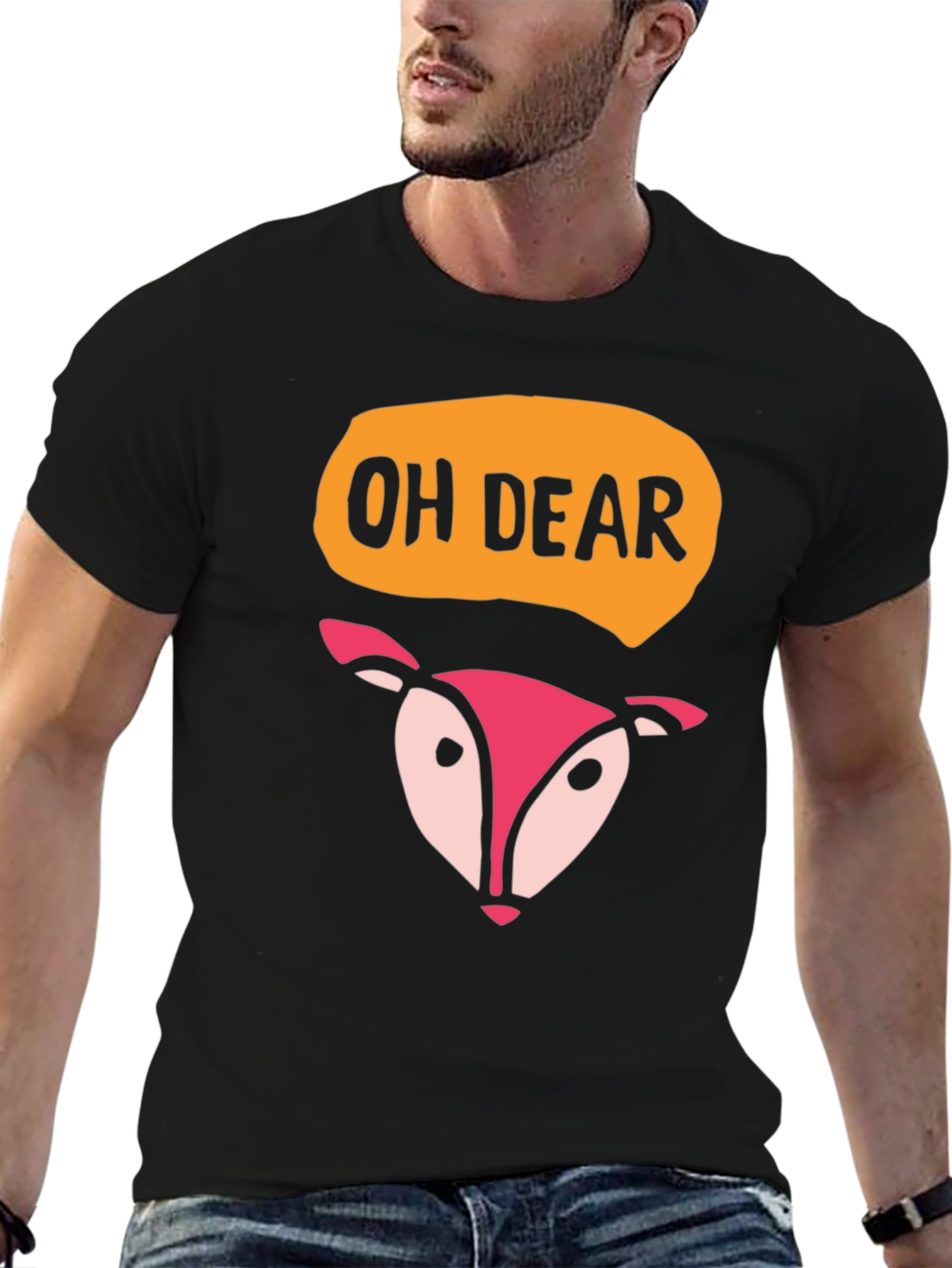 Black Oh Dear Deer Graphic T-Shirt - Black view 6