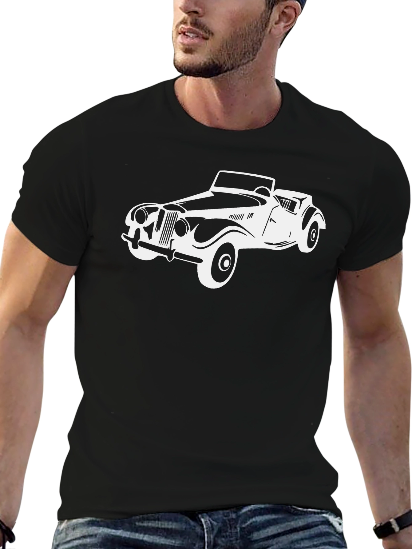 Black Classic Car Graphic Tee - Black view 6