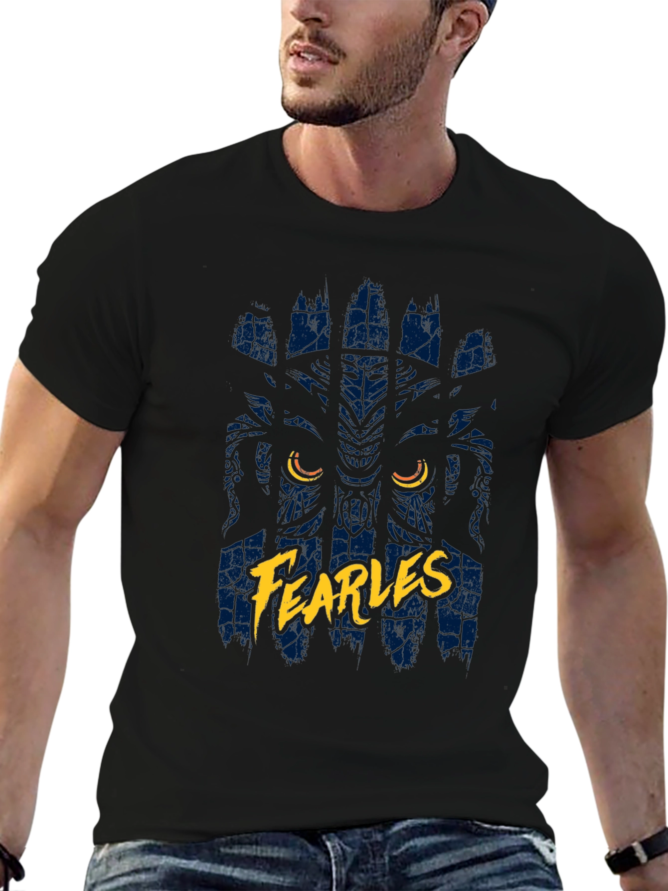 Black Fearless Lion Graphic T-Shirt - Black view 6