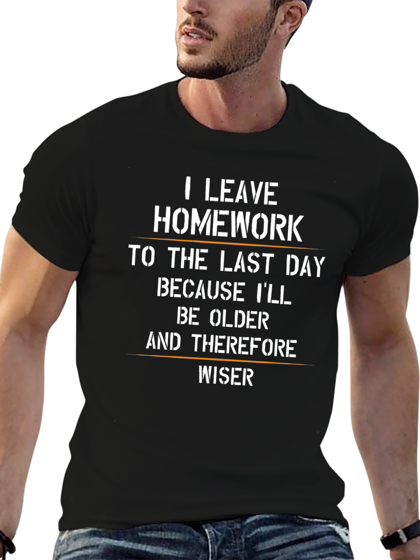 Black Funny Homework Procrastination T-Shirt view 6