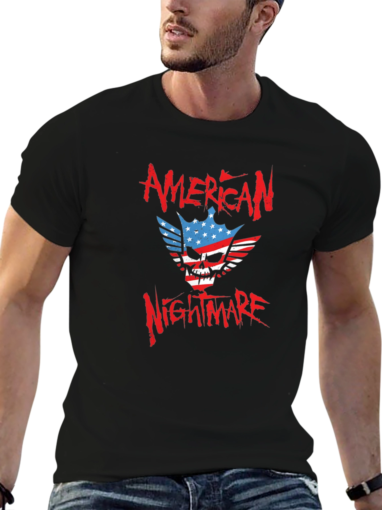 Black American Nightmare Graphic Print T-Shirt view 6