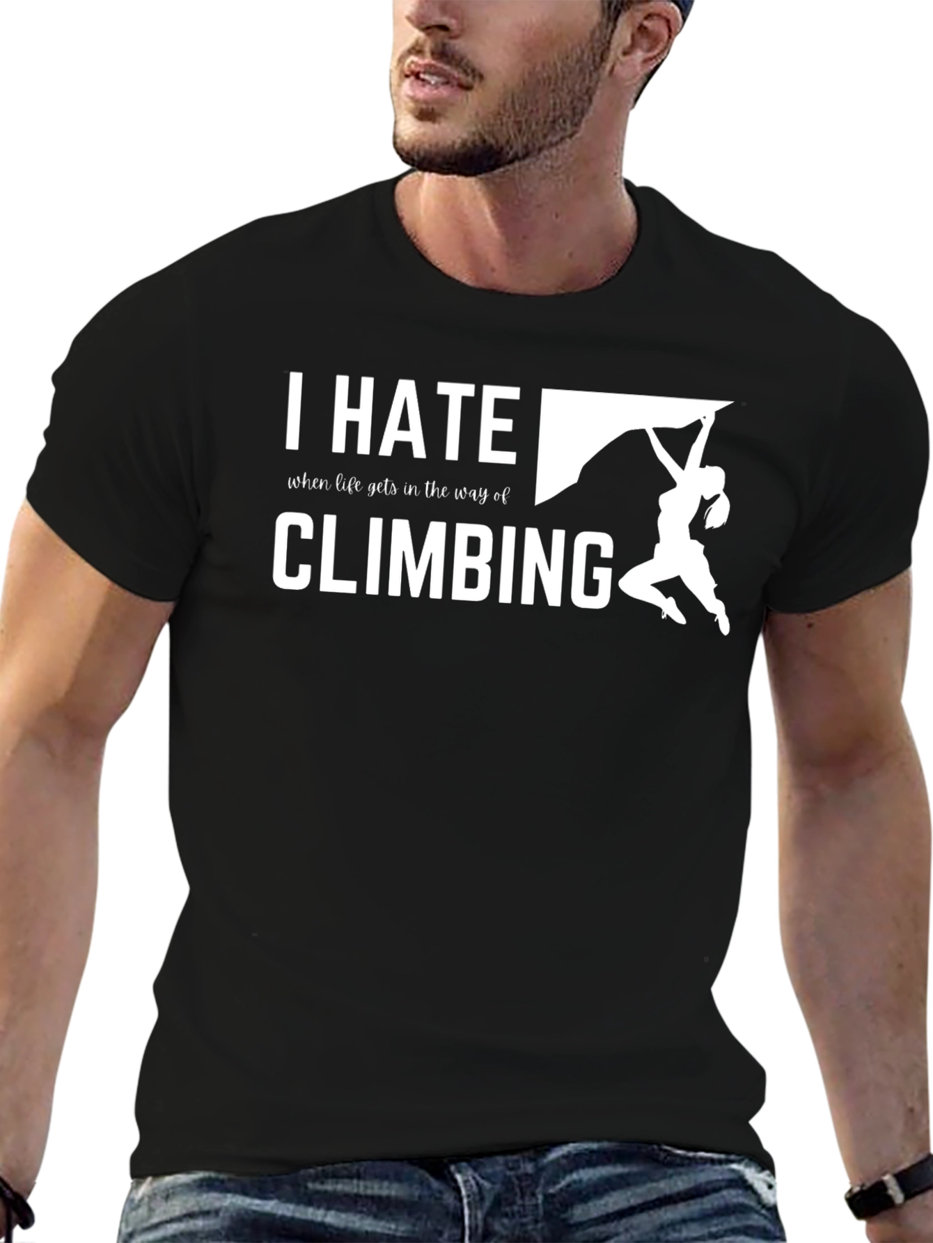 Black I Hate Climbing T-Shirt - Funny Climber Tee view 6