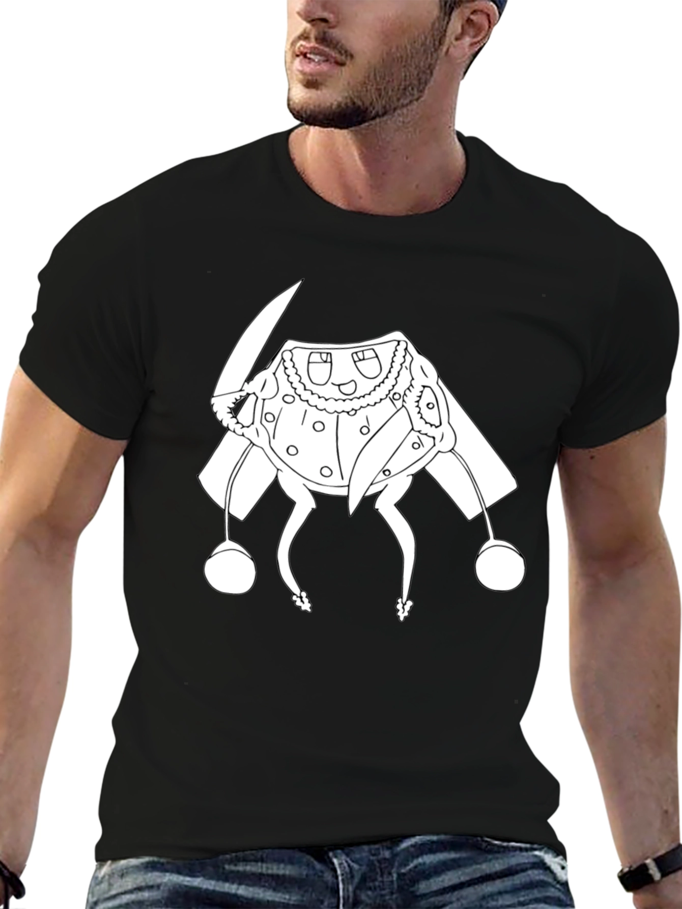 Black Black T-Shirt with Cartoon Character view 6