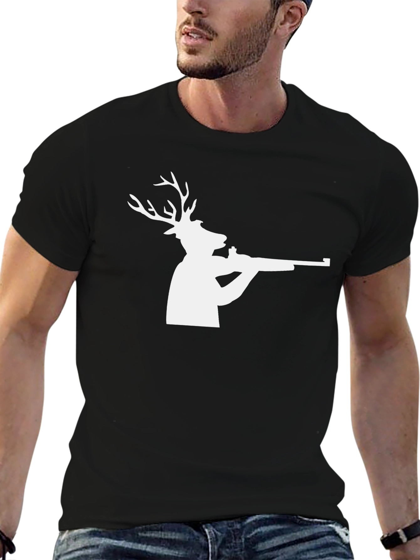 Black Deer Hunter T-Shirt - Unique Graphic Tee view 6