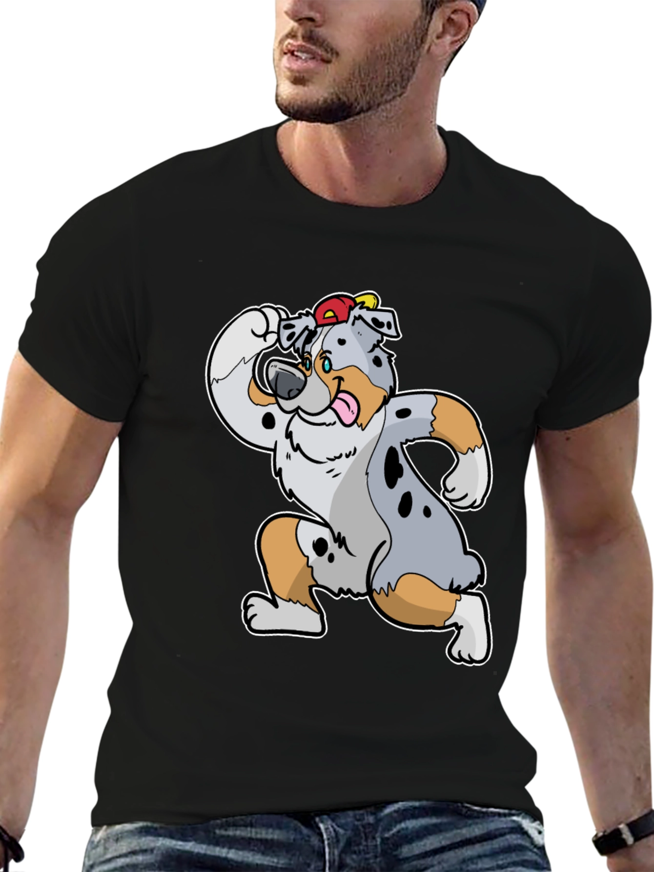 Black Dog Cartoon T-Shirt view 6