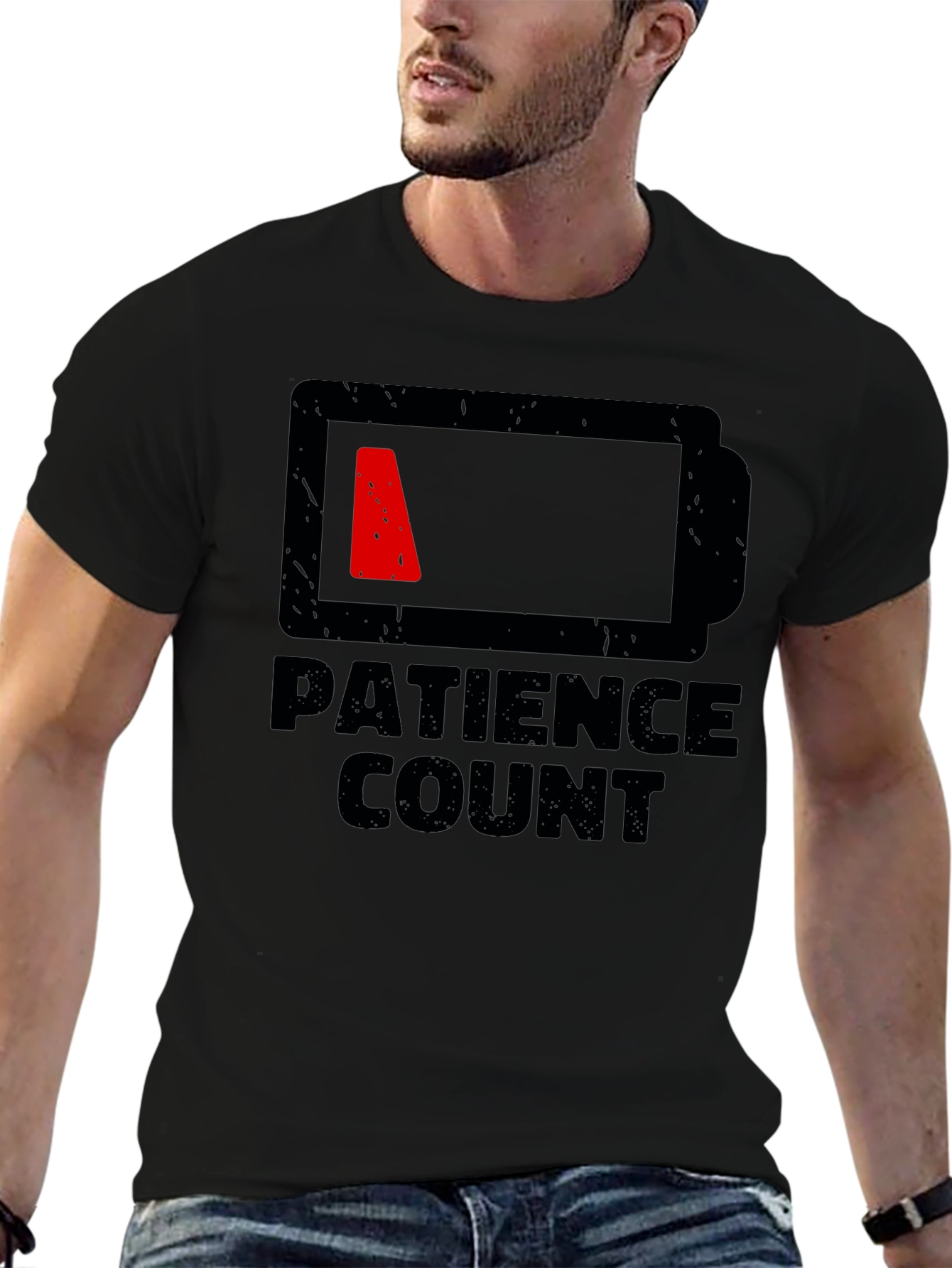 Black Patience Count Low Battery Graphic Tee - Black view 6