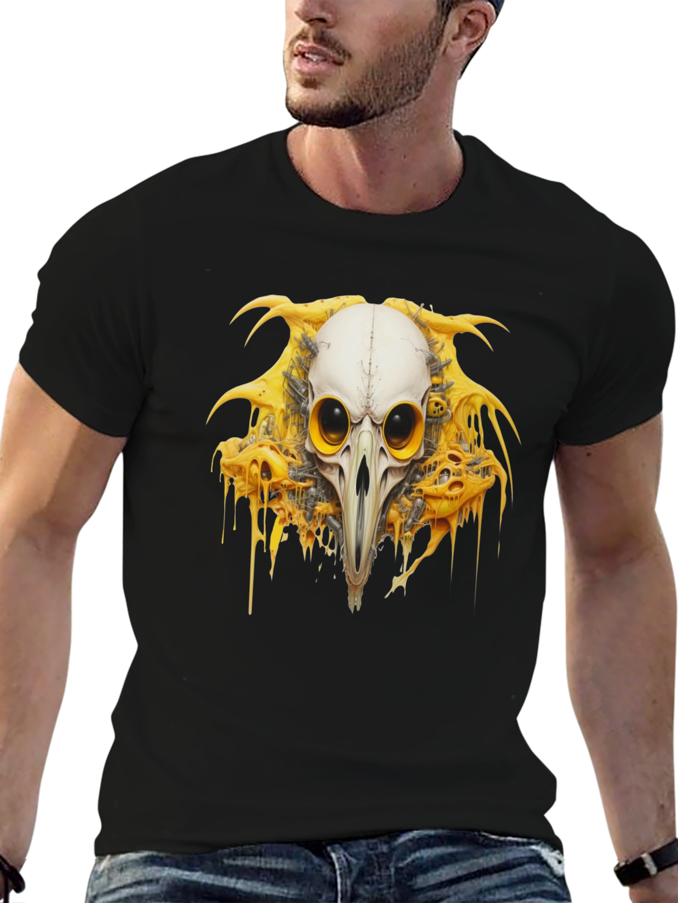 Black Skull Bird T-Shirt - Unique Graphic Tee view 6