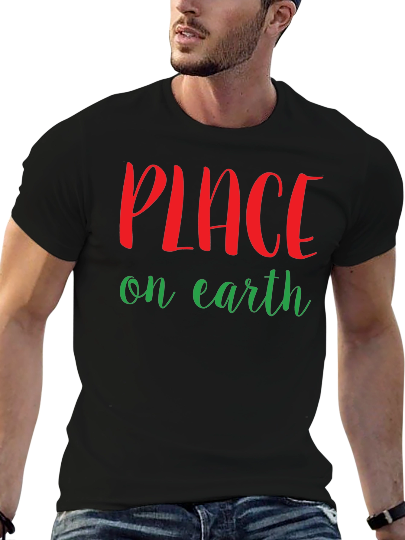 Black Peace On Earth Graphic T-Shirt view 6