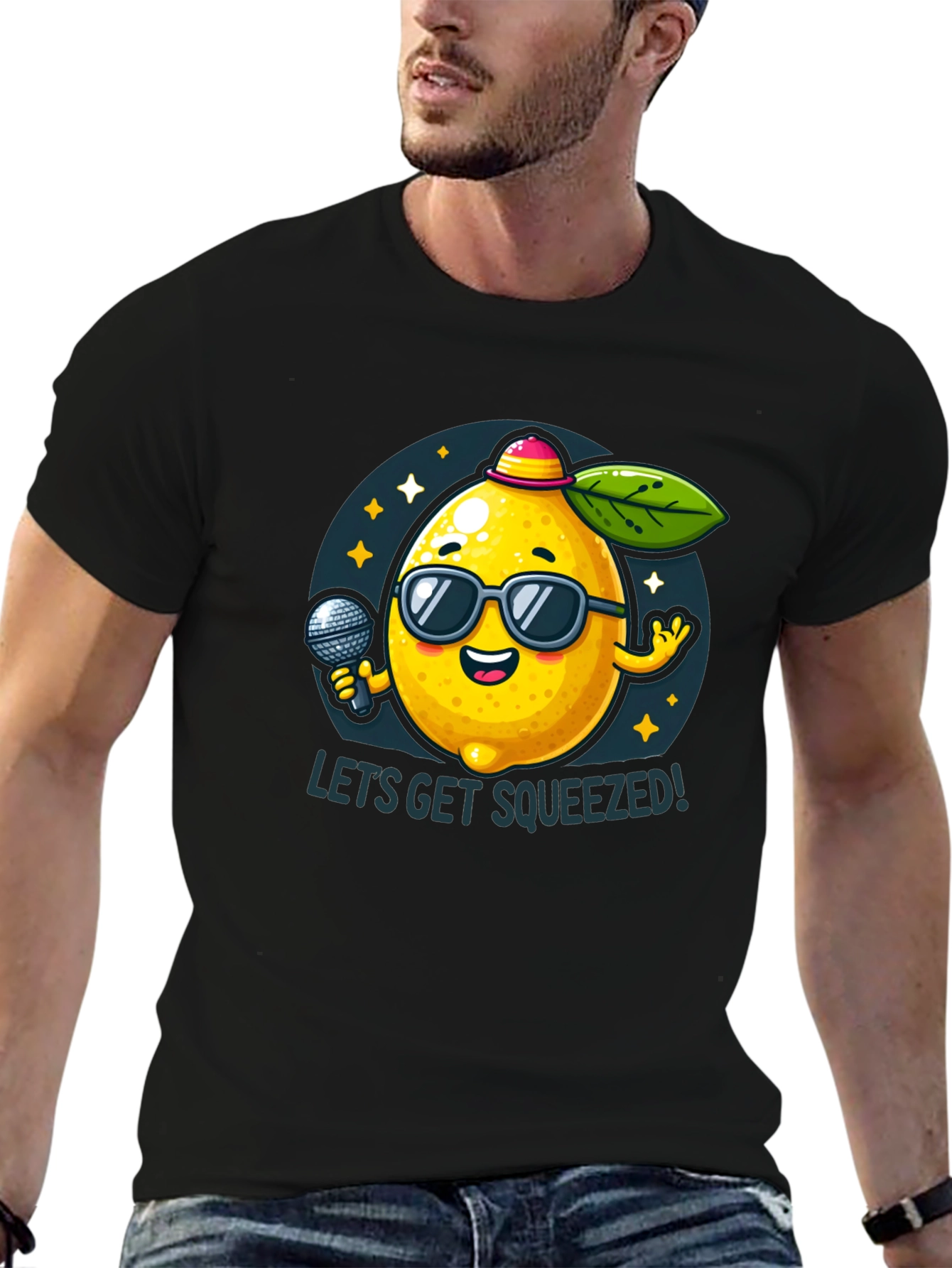 Black Funny Lemon T-Shirt - Let's Get Squeezed! view 6