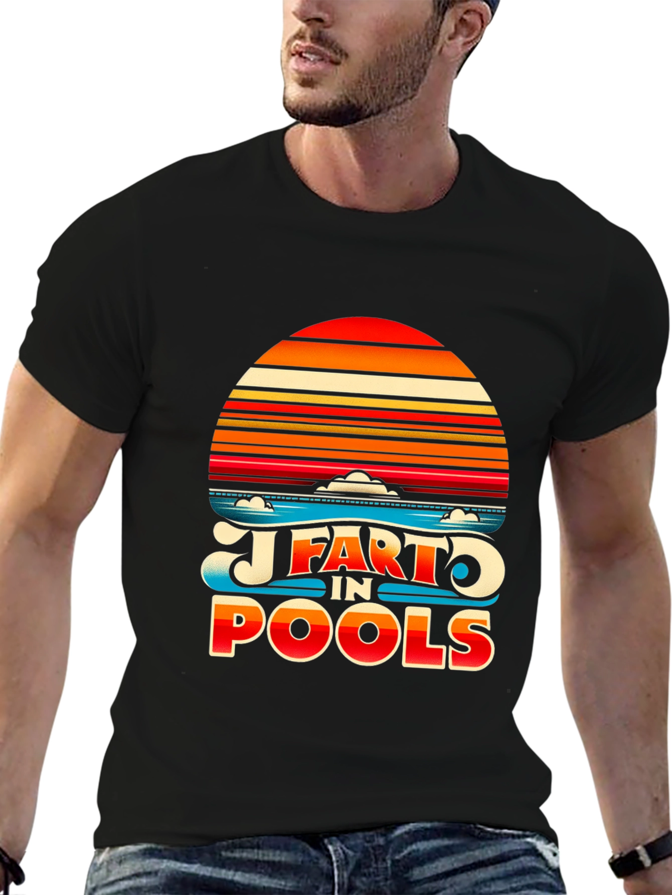 Black I Fart In Pools Graphic T-Shirt view 6
