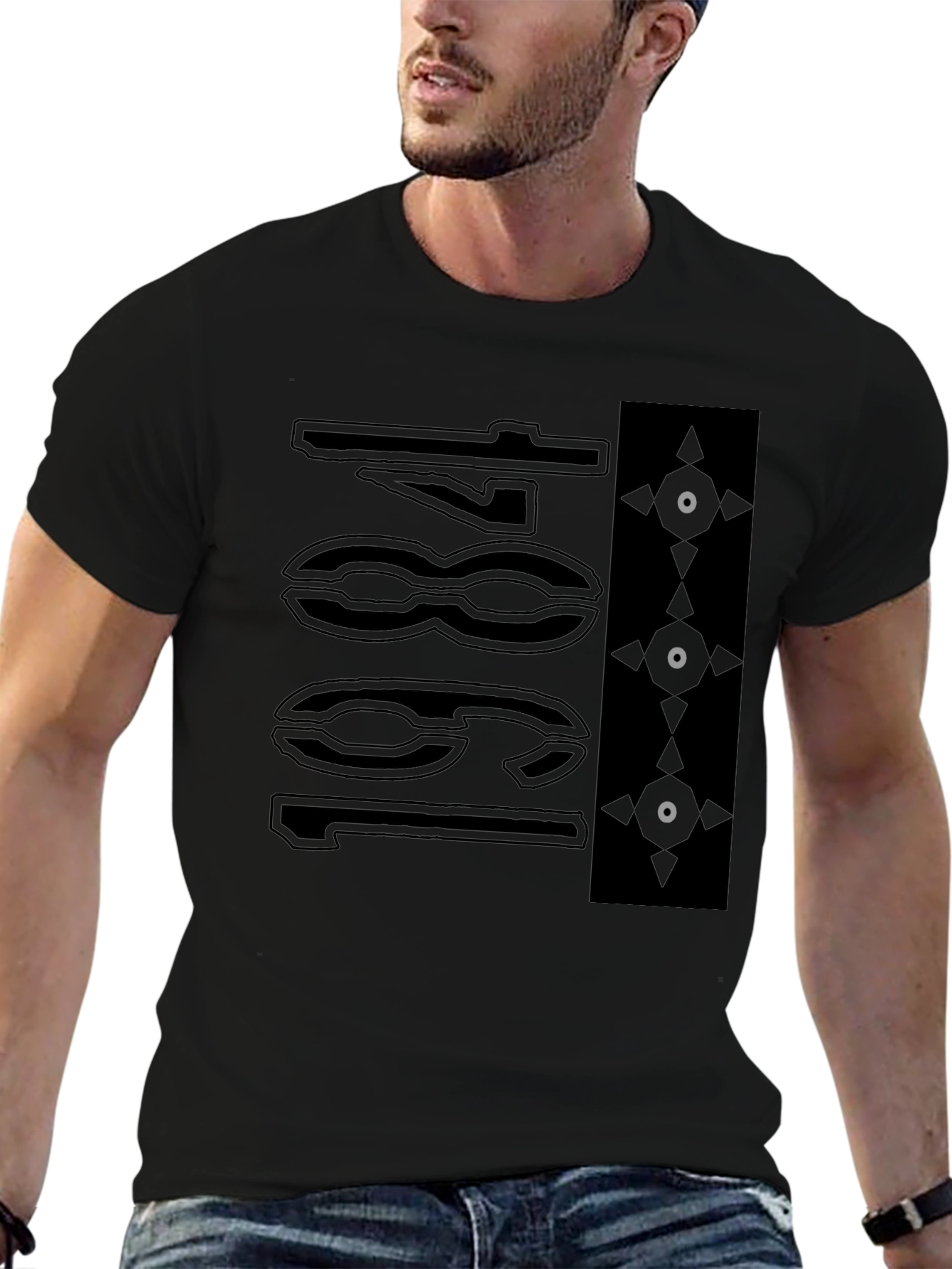 Black Abstract Graphic T-Shirt - Modern Streetwear Style view 6