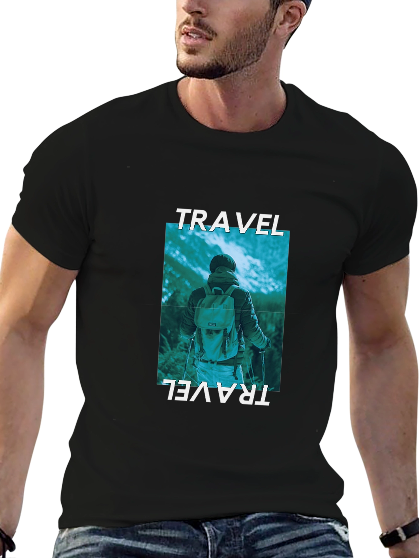 Black Travel Adventure Graphic Tee - Black view 6