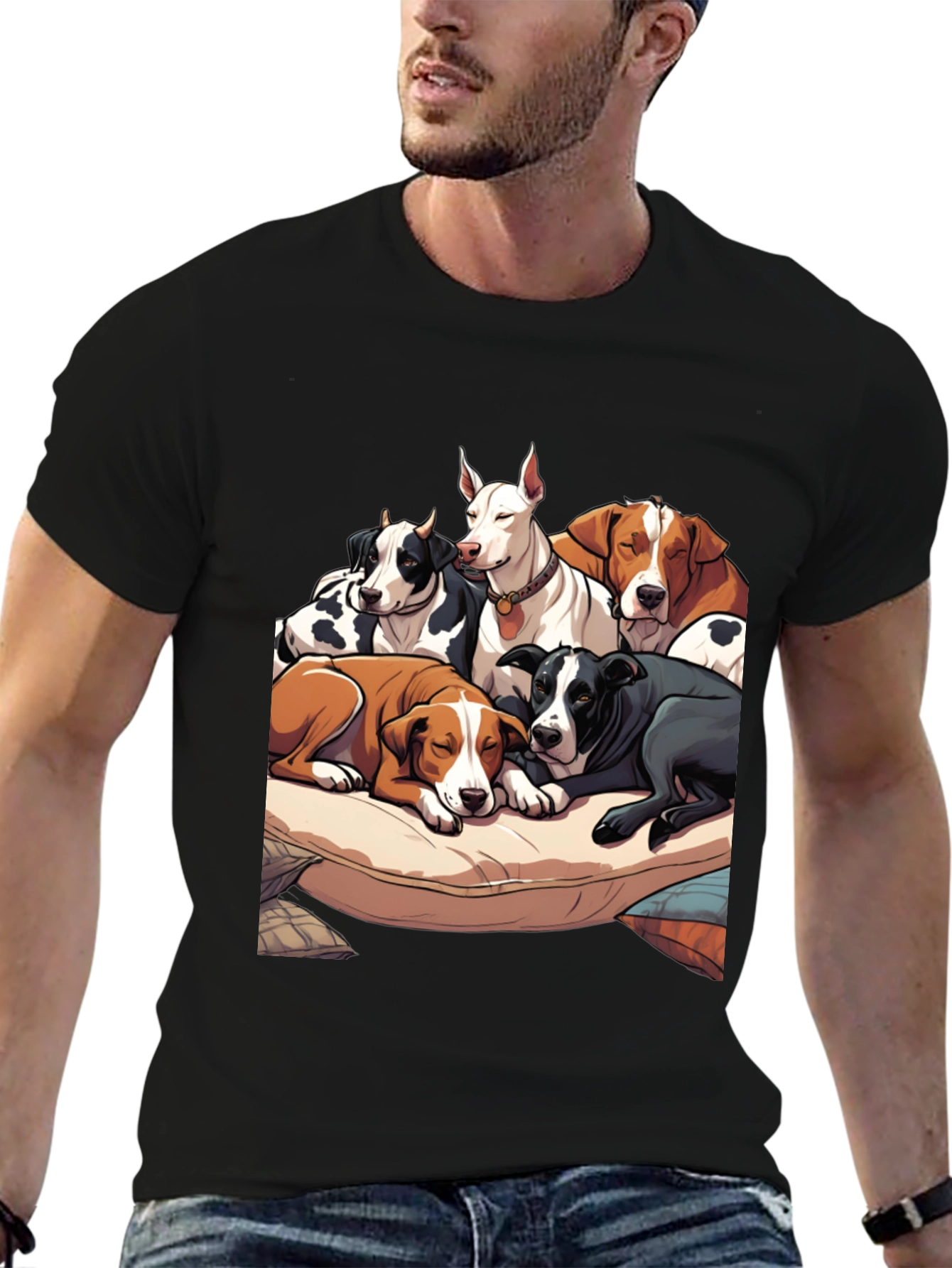 Black Dogs Pileup Graphic Tee - Soft Cotton view 6
