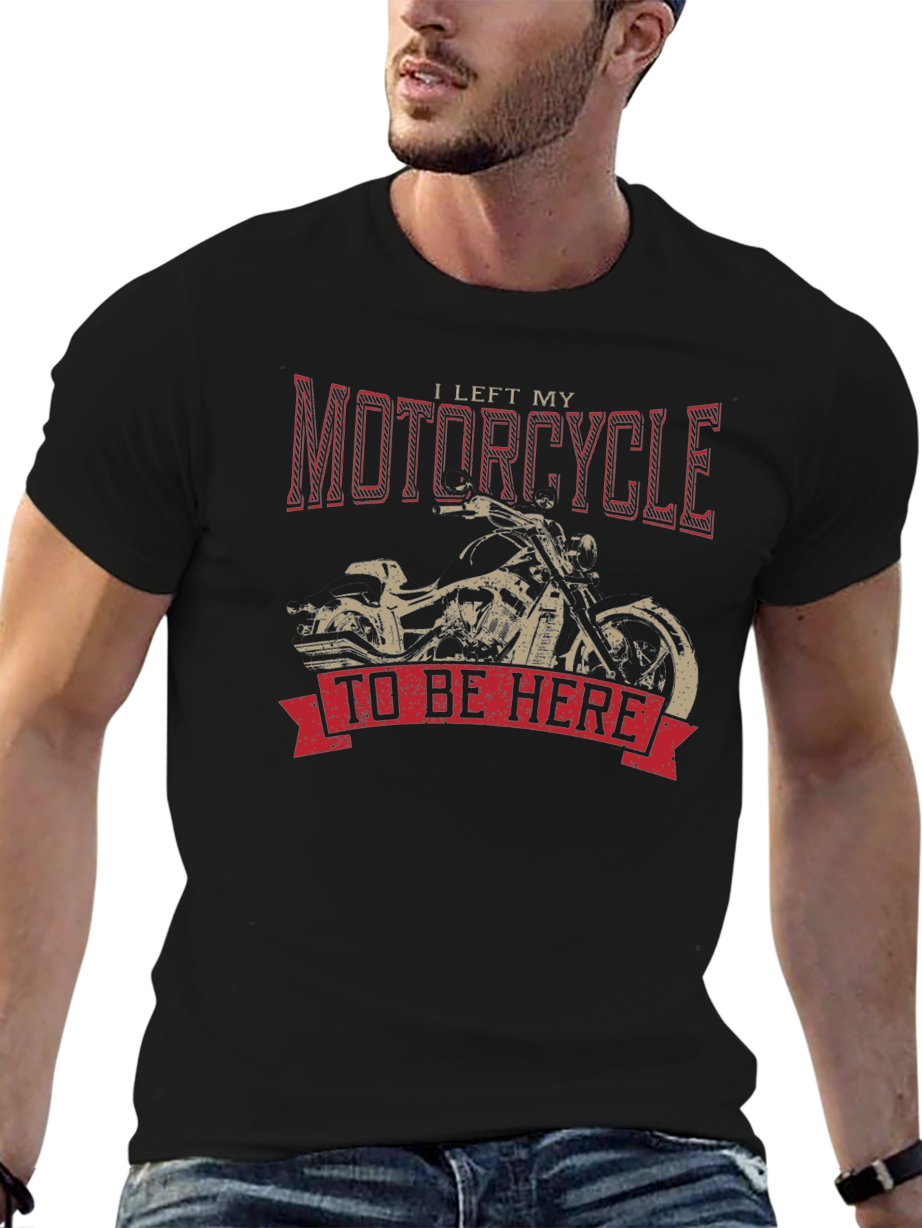 Black Motorcycle T-Shirt - I Left My Motorcycle To Be Here view 6