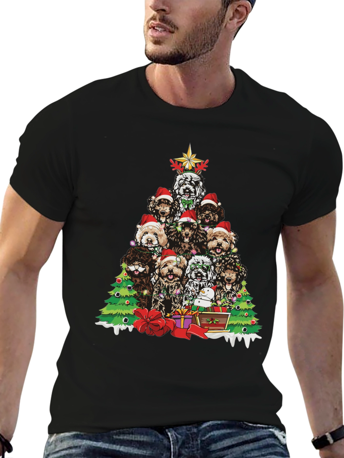 Festive Dog Christmas Tree T-Shirt - 6