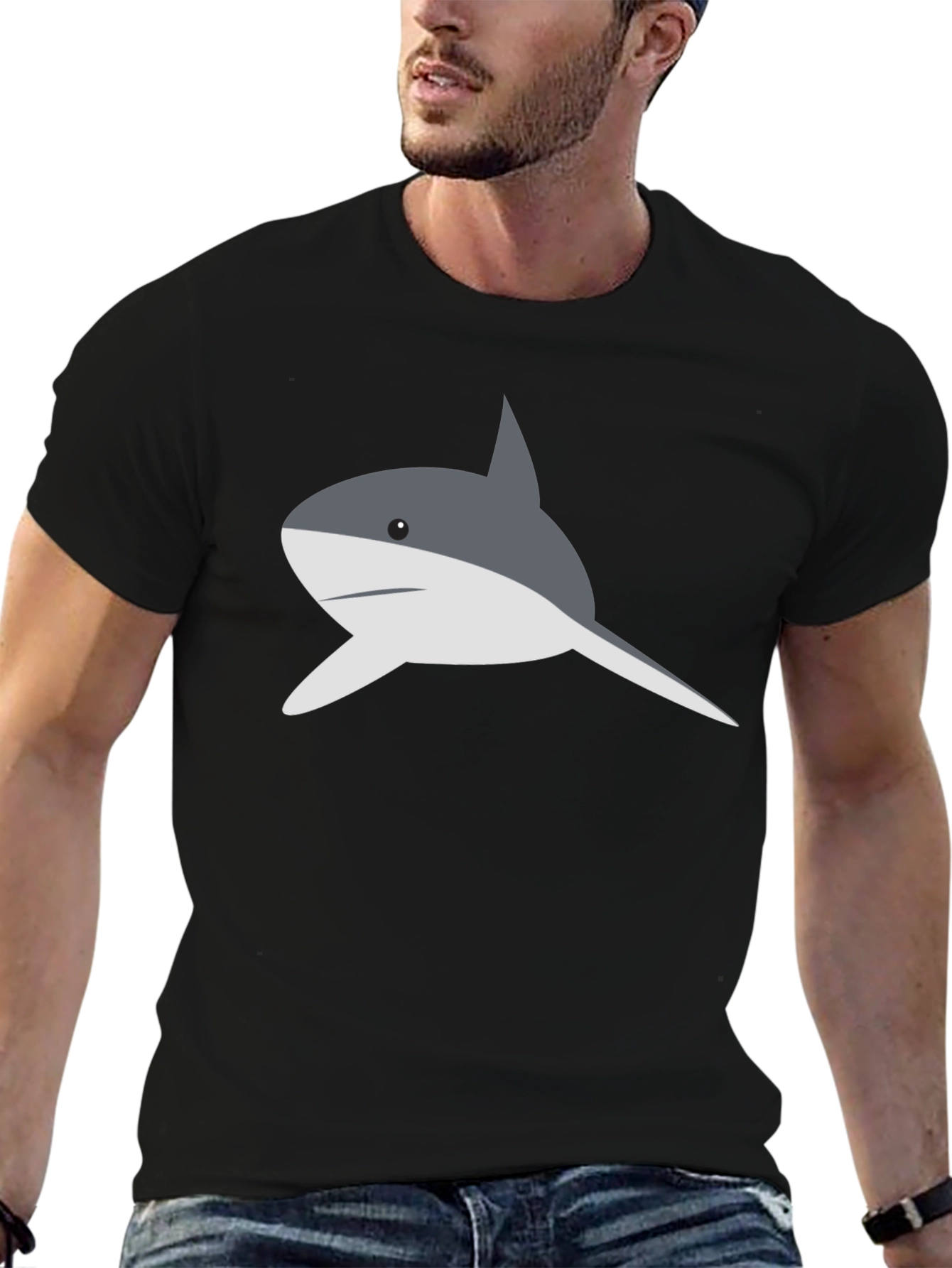 Black Shark Graphic T-Shirt - Men's Black Tee view 6