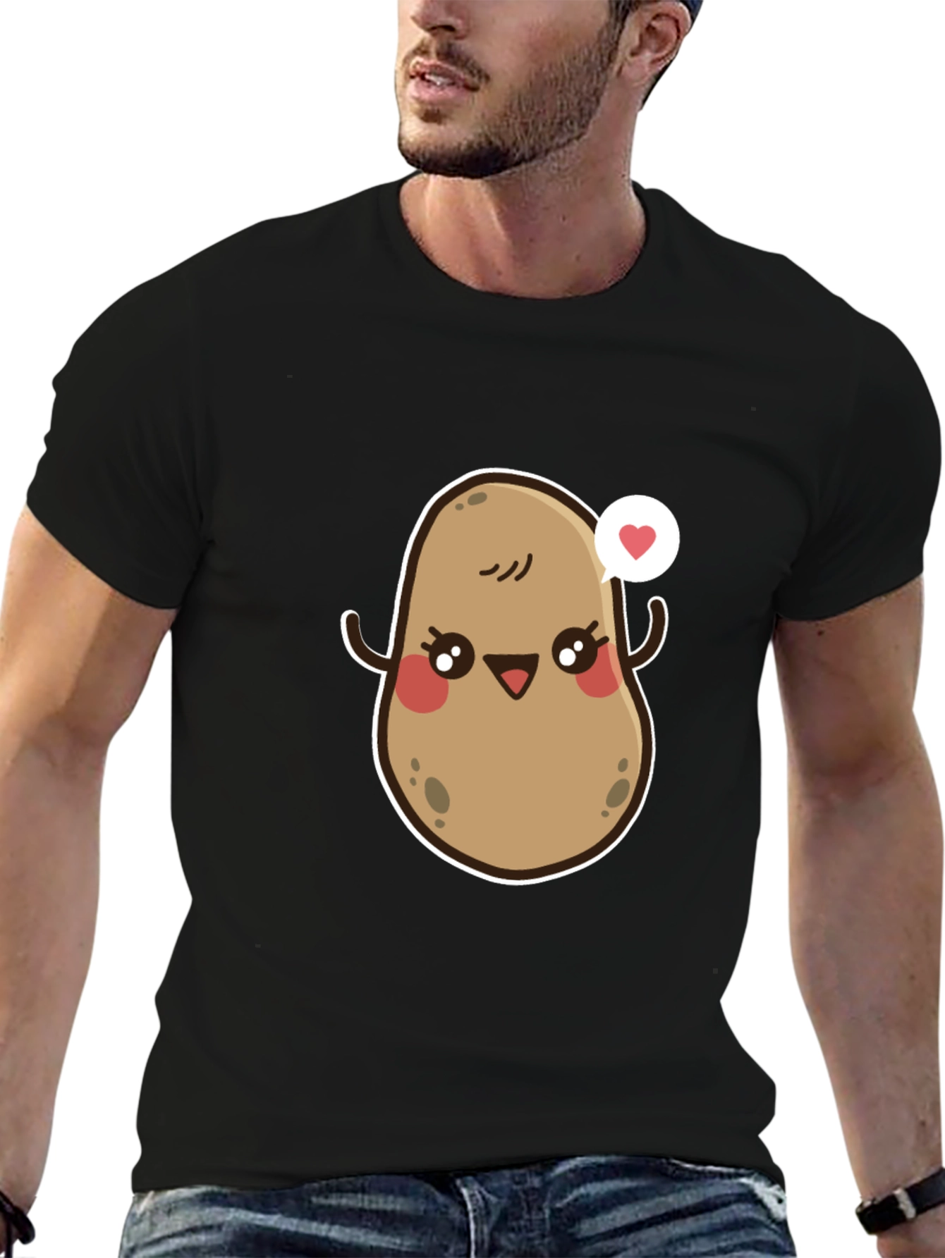 Black Cute Potato Love T-Shirt view 6